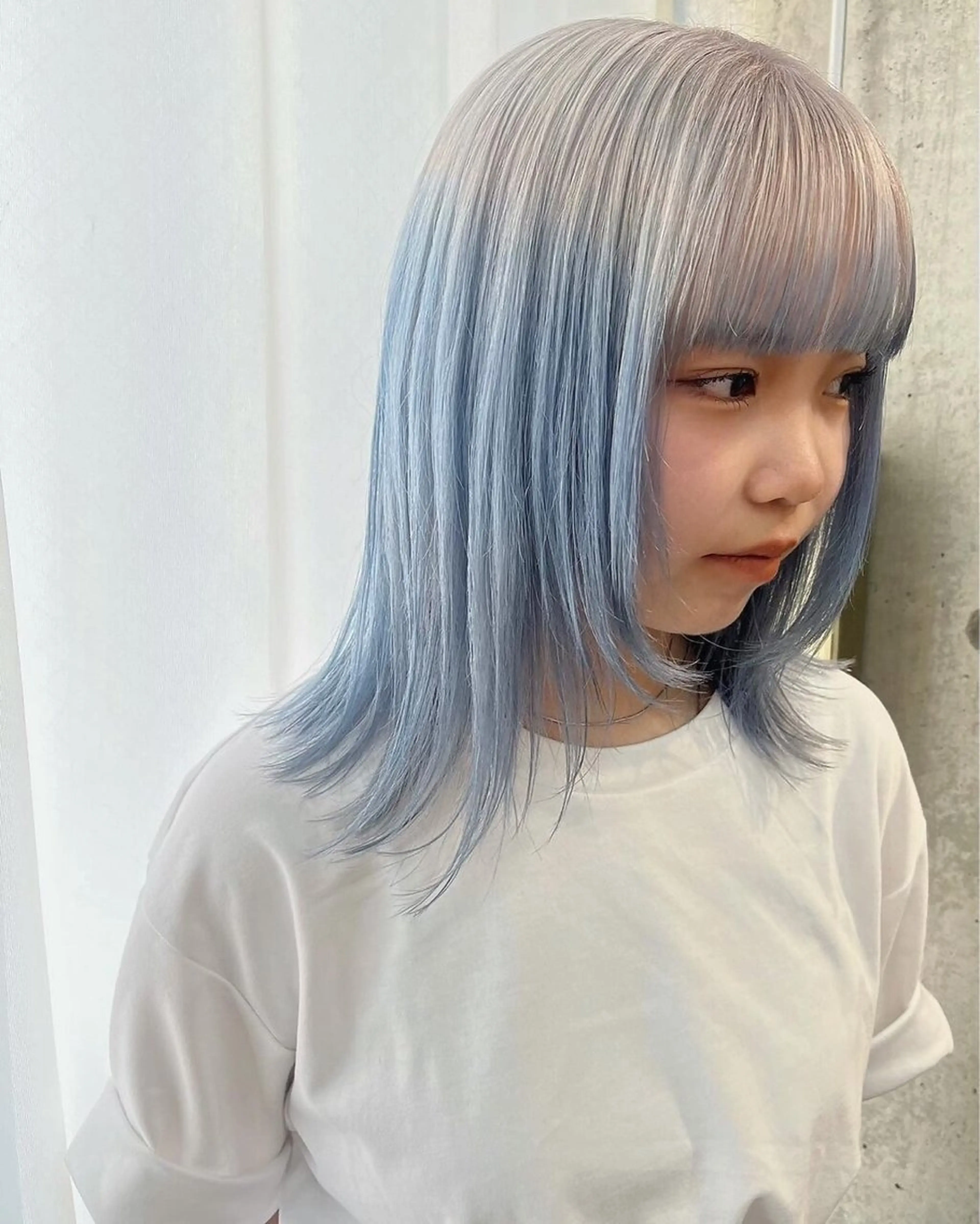 ミディアム カラー ヘアアレンジ ミディアムパーマ ブリーチ ブルーカラー ケアブリーチ ダブルカラー カット ヘアカラー トリートメント lani 天神大名/ブリーチのヘアスタイル