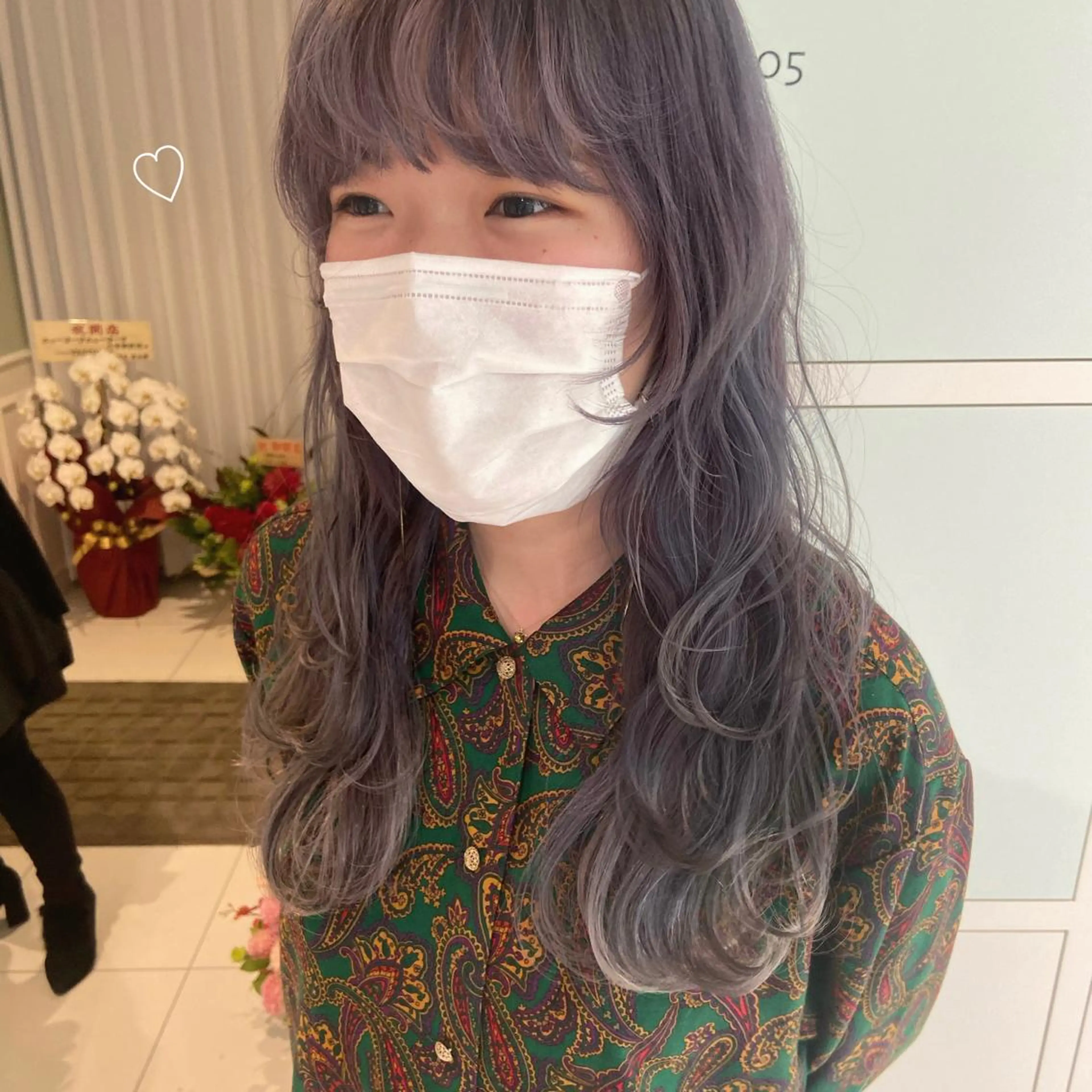 ロング カラー アクアカラー ハイトーンカラー イルミナカラー パープルカラー シルバー ヘアカラー 顔まわりカット レイヤー桑原 日花理のヘアスタイル