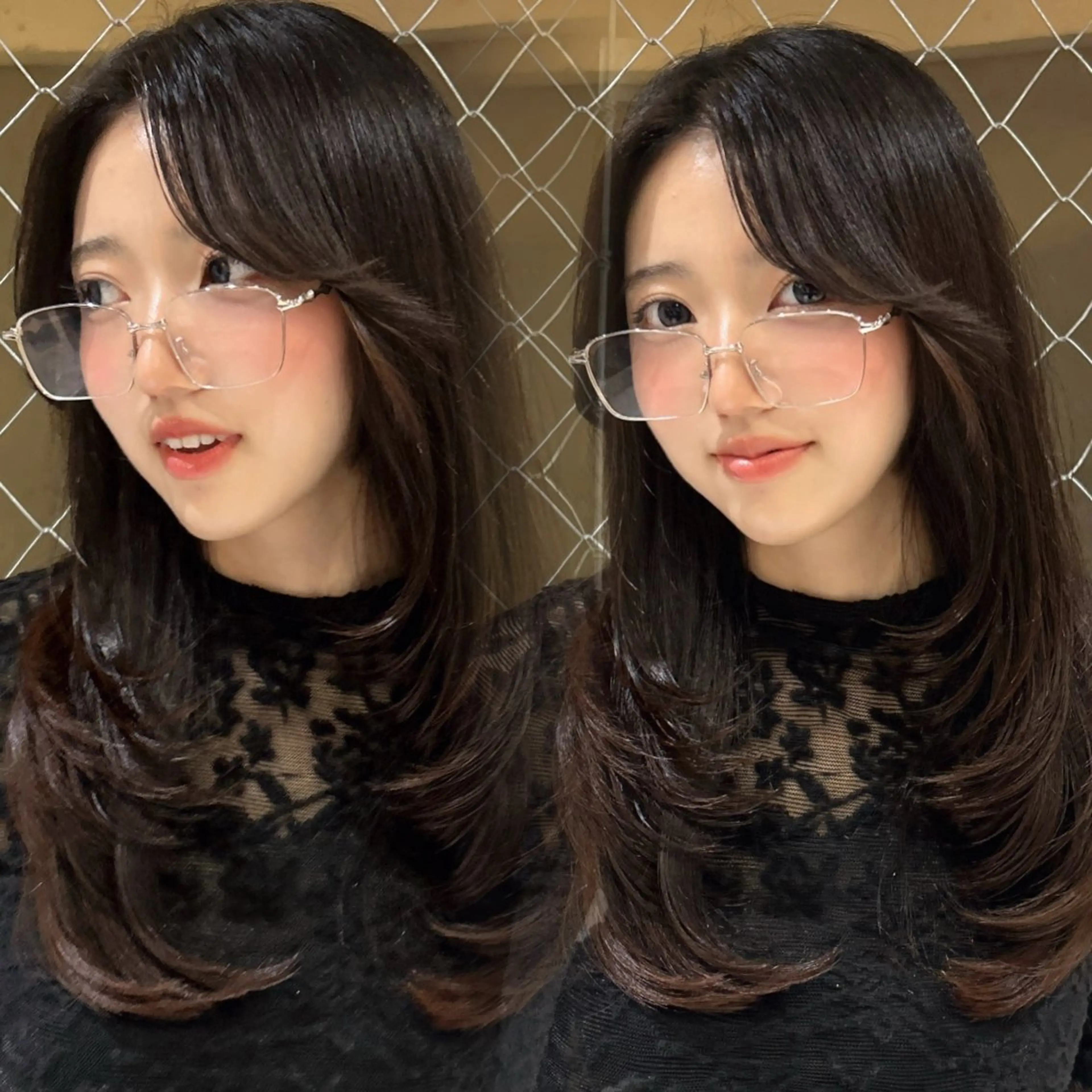 ミディアム カラー ブリーチ 透明感カラー ブリーチなしカラー 韓国風ヘア レイヤーカット カット ヘアカラー トリートメント ブリーチなしwカラー /韓国ヘア/きららのヘアスタイル