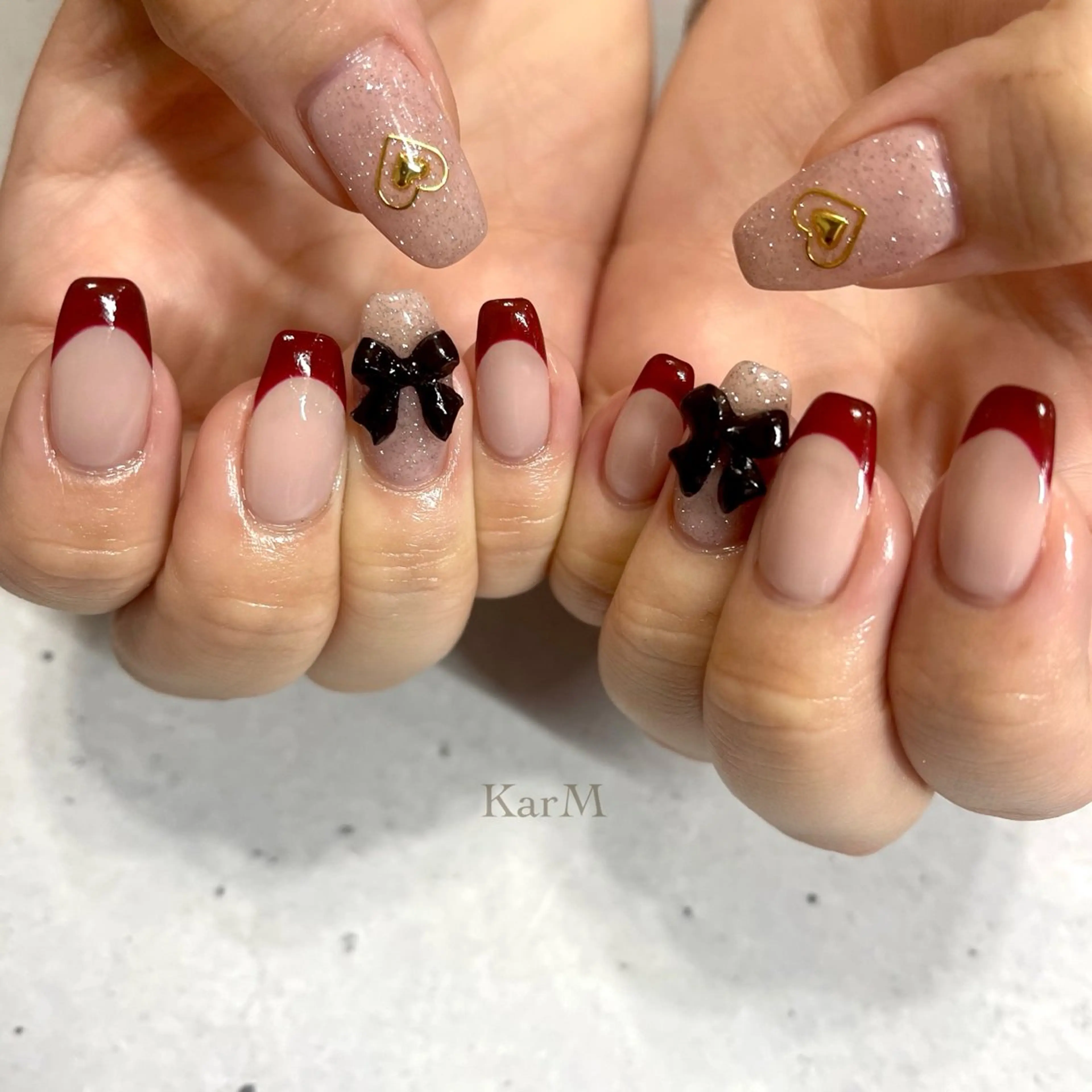 ネイル オーロラネイル ボルドー チークネイル フラッシュネイル フレンチネイル ハンドネイル ogino karinのネイルデザイン