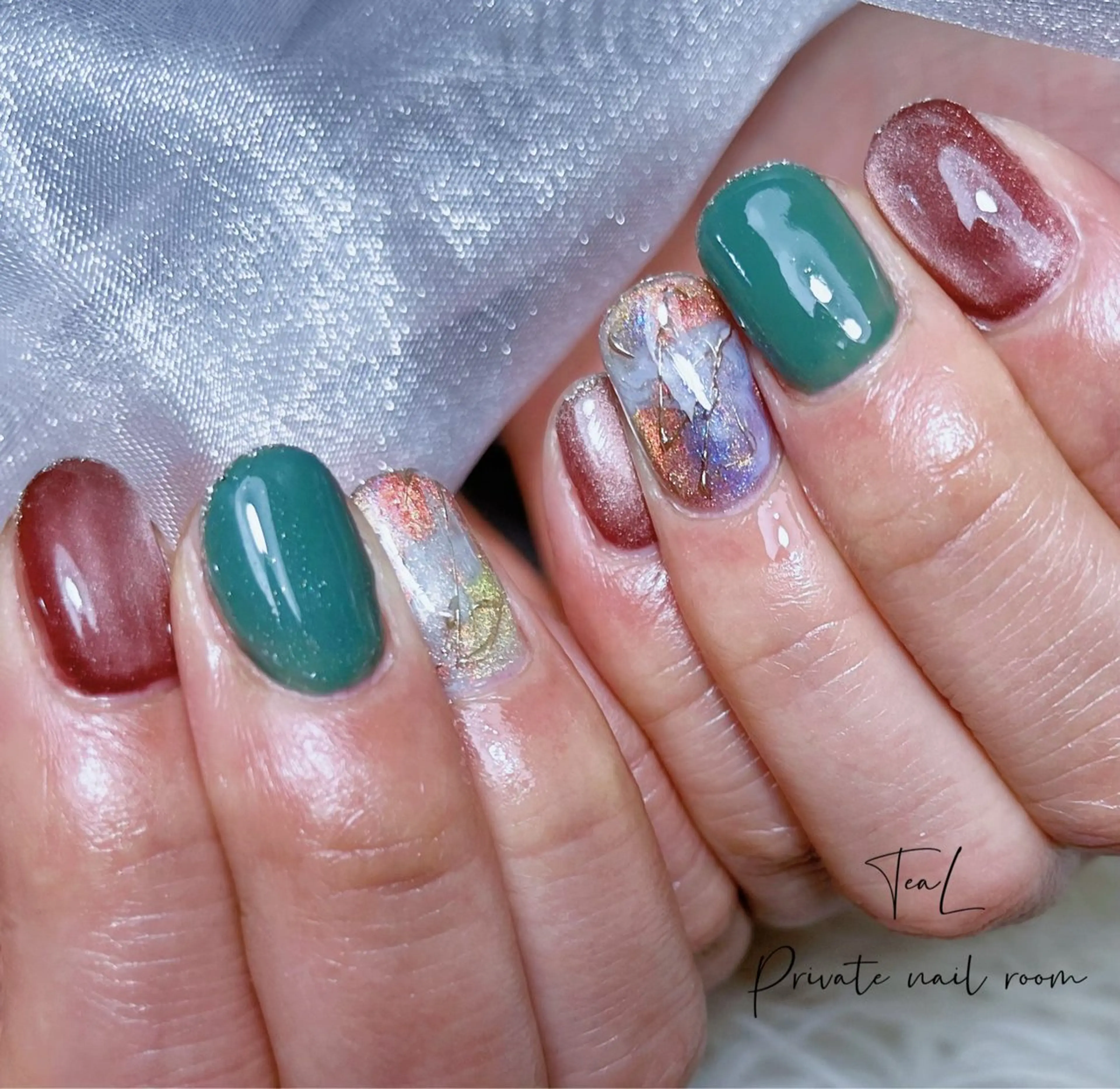 ネイル マグネットネイル ハンドネイル TeaL nailのネイルデザイン