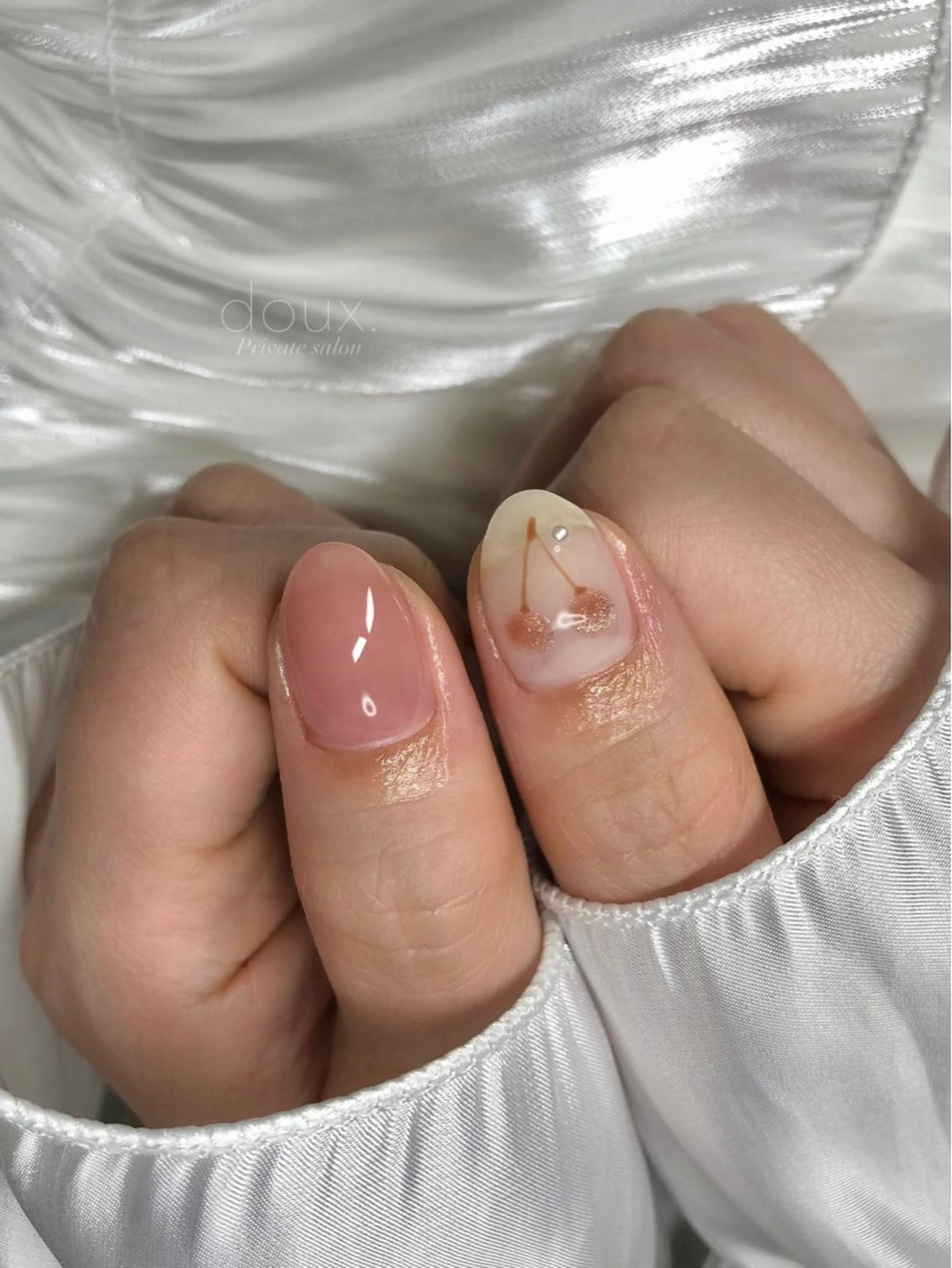 ネイル 桜ネイル 韓国ネイル マグネットネイル ニュアンスネイル ピンク ハンドネイル doux. nailのネイルデザイン