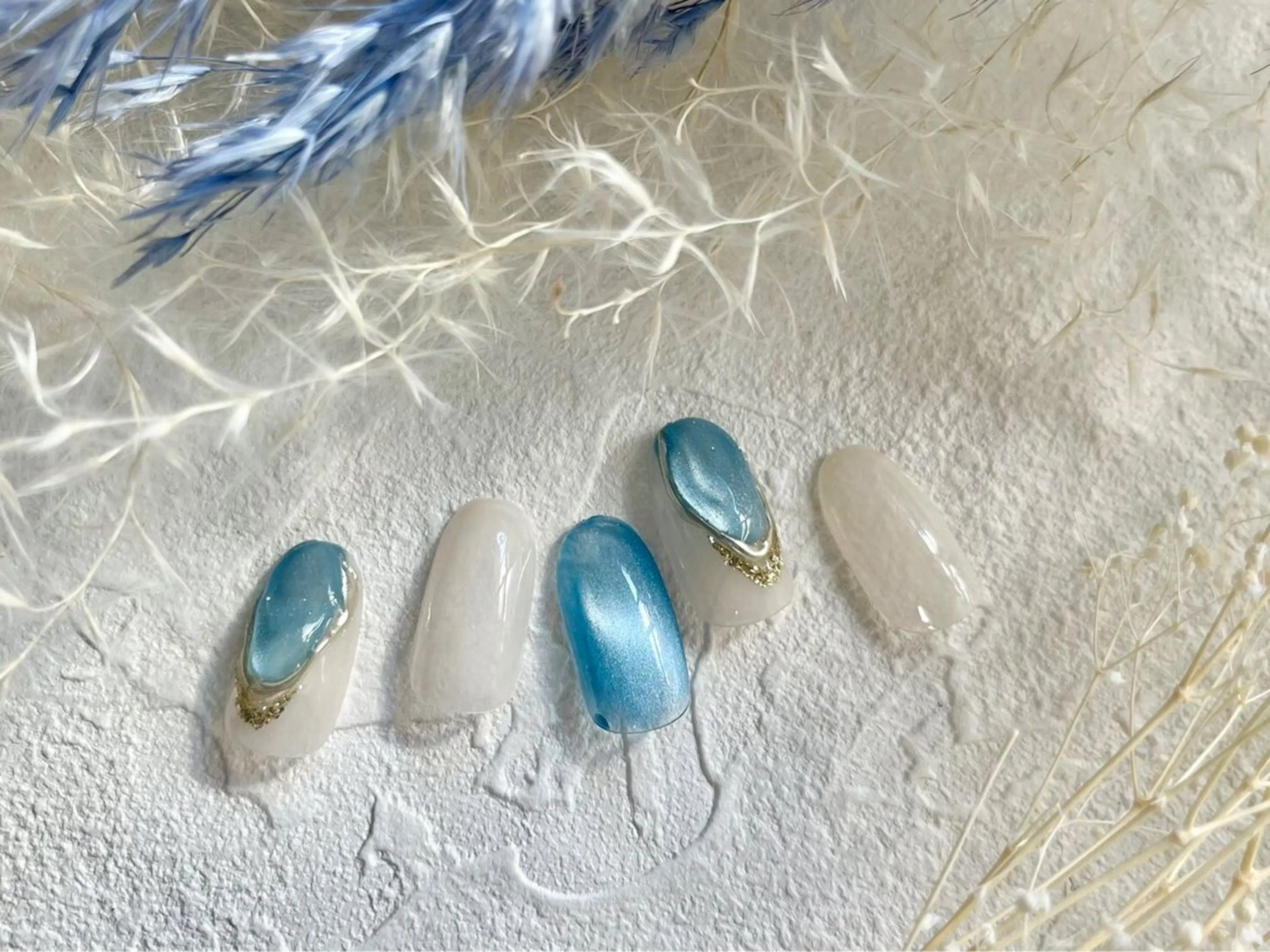 ネイル オーロラネイル 入学式 フットネイル フレンチネイル ジェルネイル Mogu nail 二子玉川のネイルデザイン