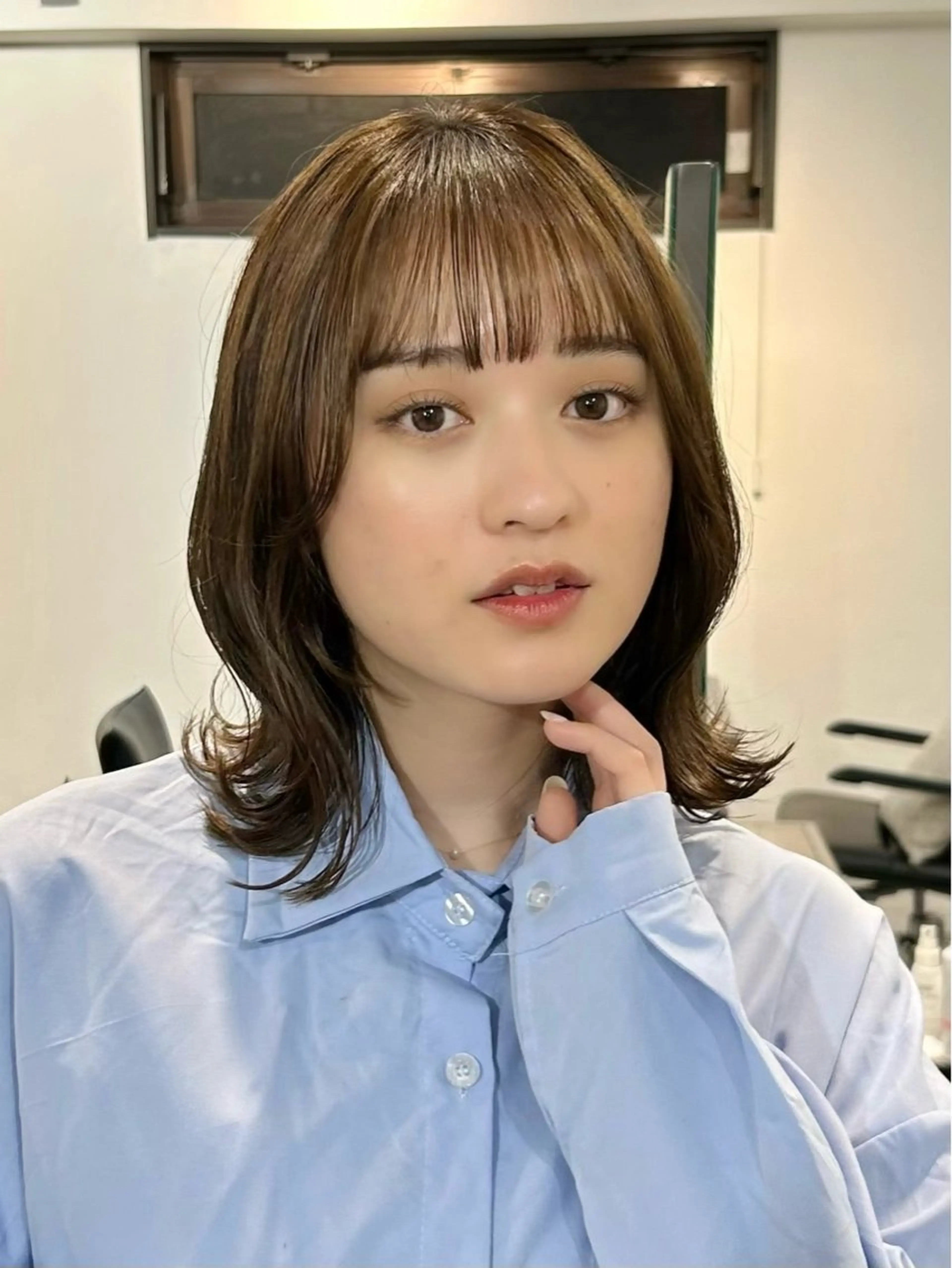 ミディアム カラー ボブ くびれヘア カット ヘアカラー 結べるくびれボブ/透 明感カラーtaigaのヘアスタイル