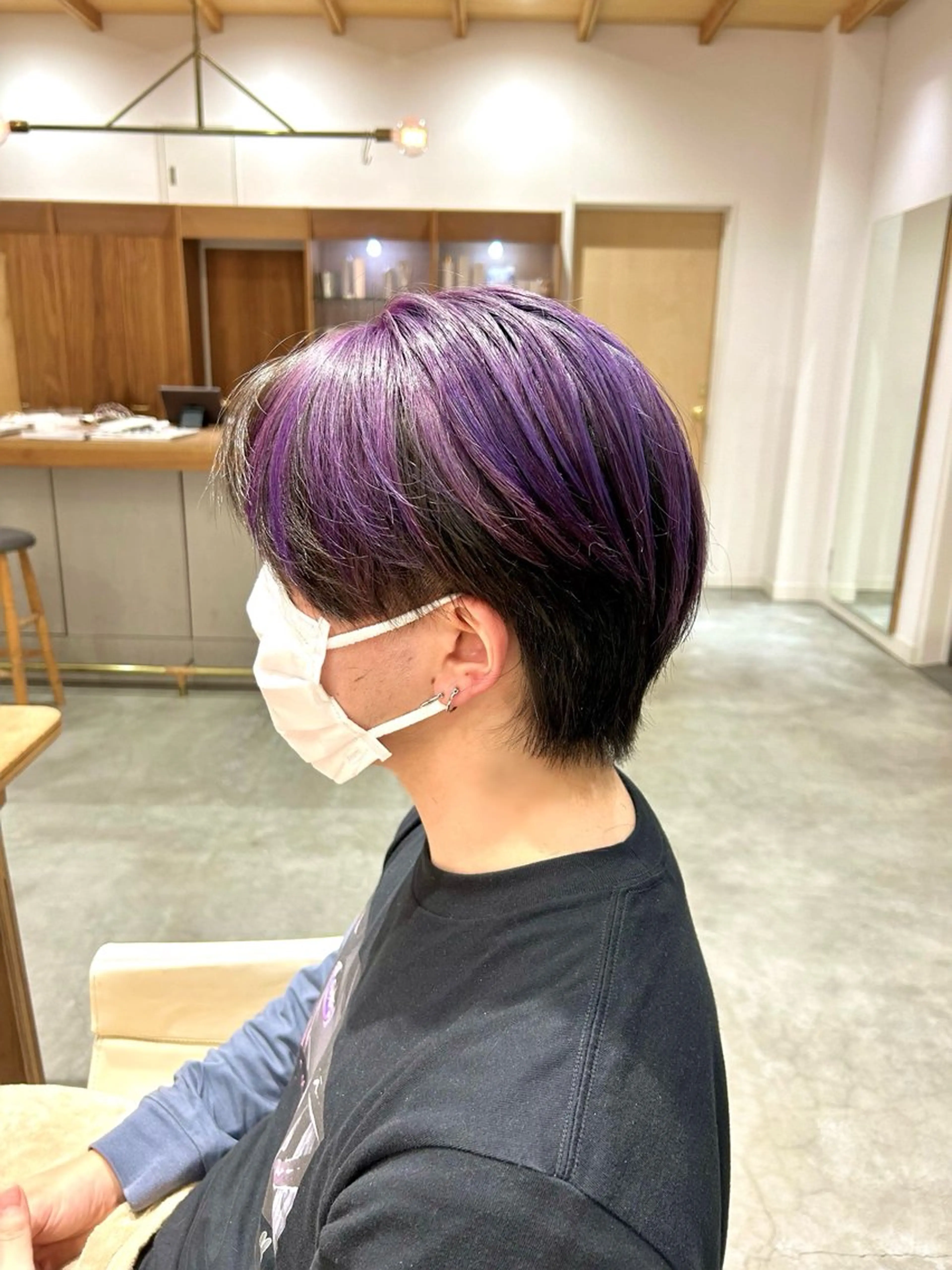 ショート カラー メンズ メンズパーマ メンズショート バイオレットカラー ショートヘア カット ヘアカラー 佐藤悠生/ メンズカット．パーマのヘアスタイル