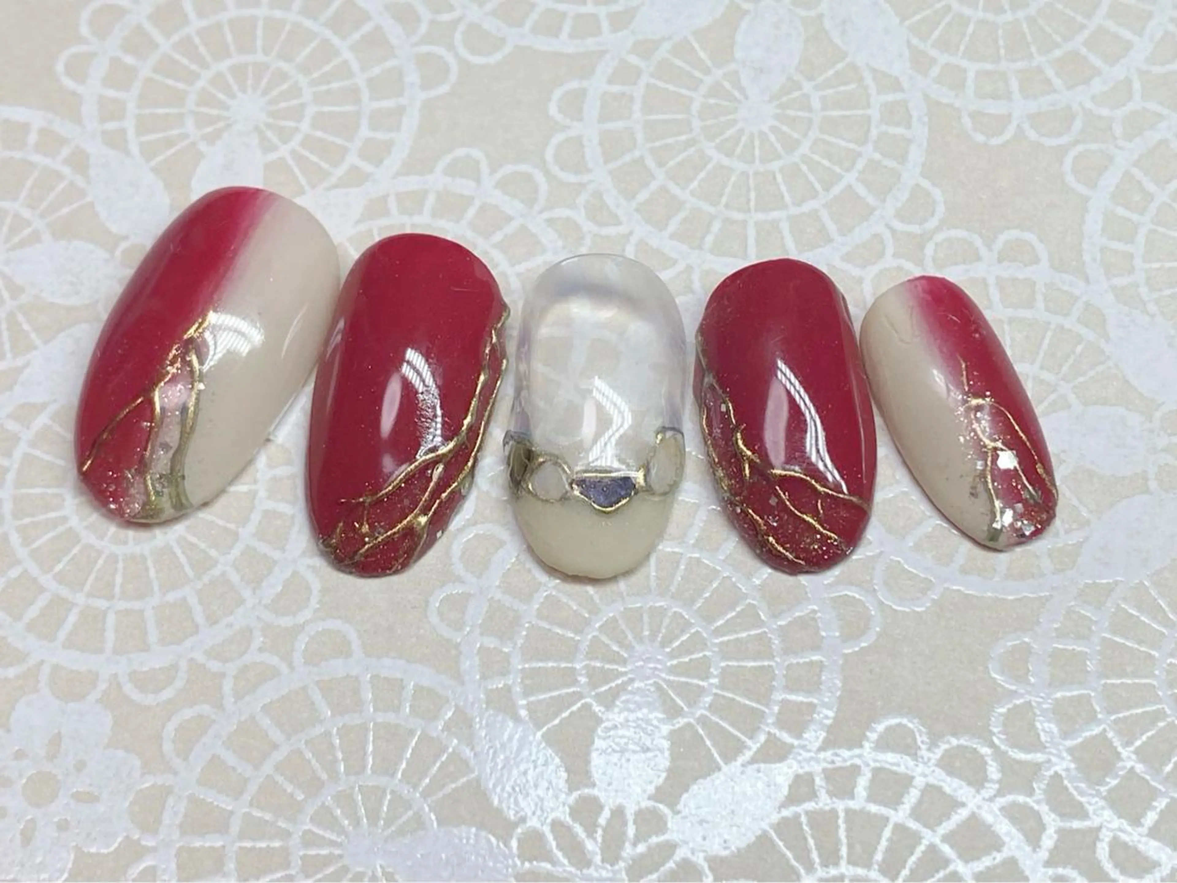 ネイル 痛ネイル/ワンホン/ フィルイン/長さだしのネイルデザイン