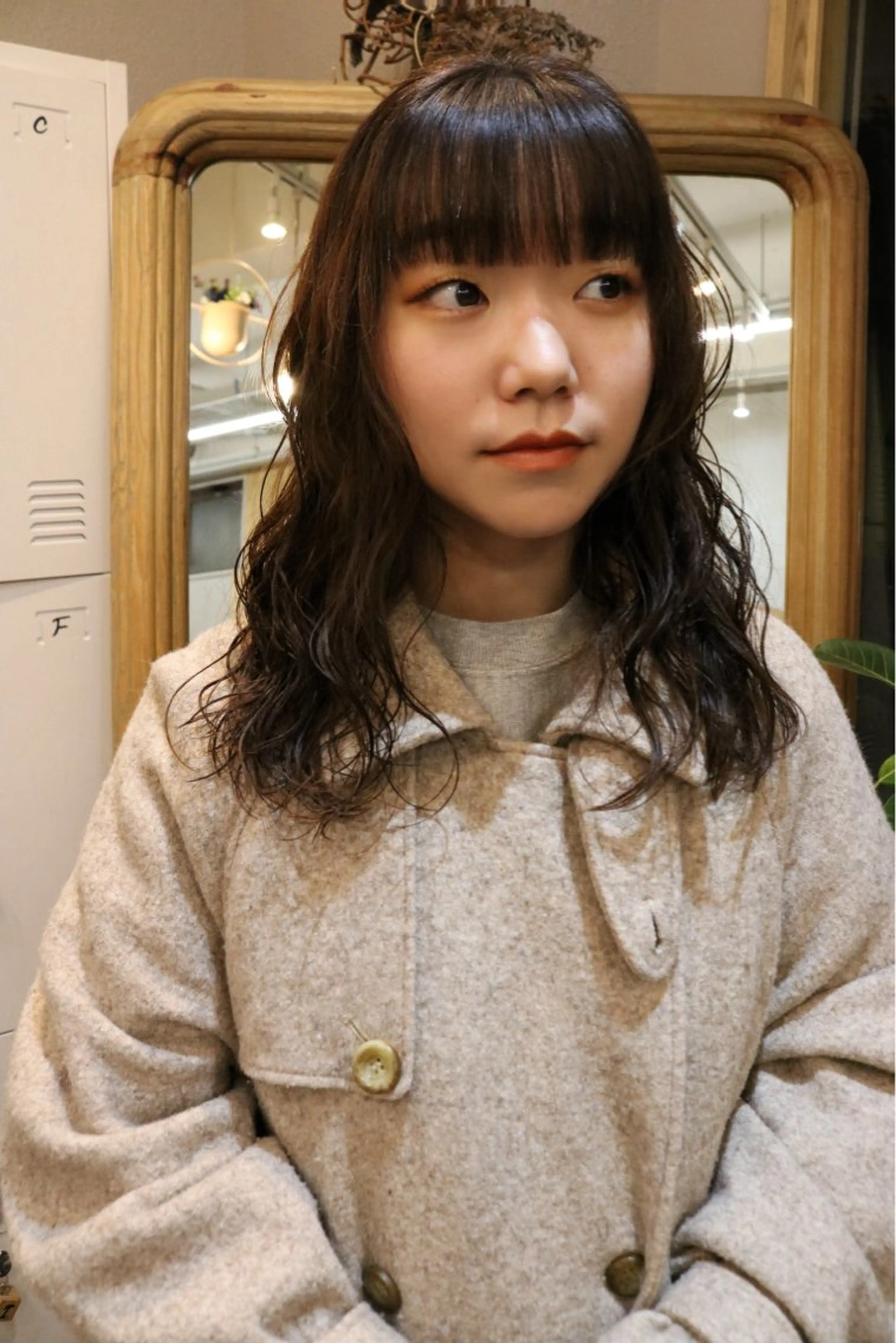 ミディアム パーマ カット パーマ トリートメント 松村 澪里のヘアスタイル