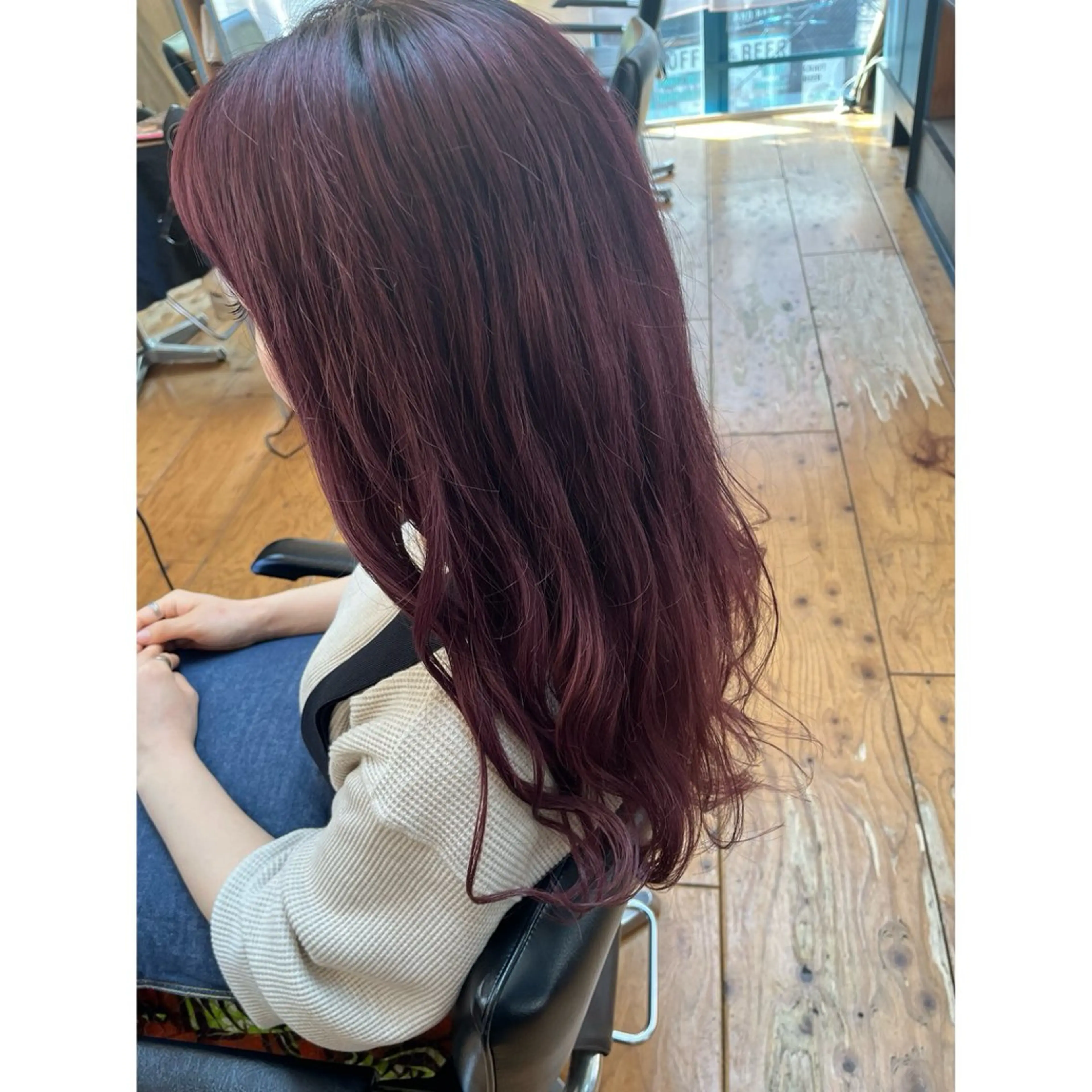 ロング カラー ブリーチ ピンクカラー カット ヘアカラー トリートメント Lagom なかだのヘアスタイル