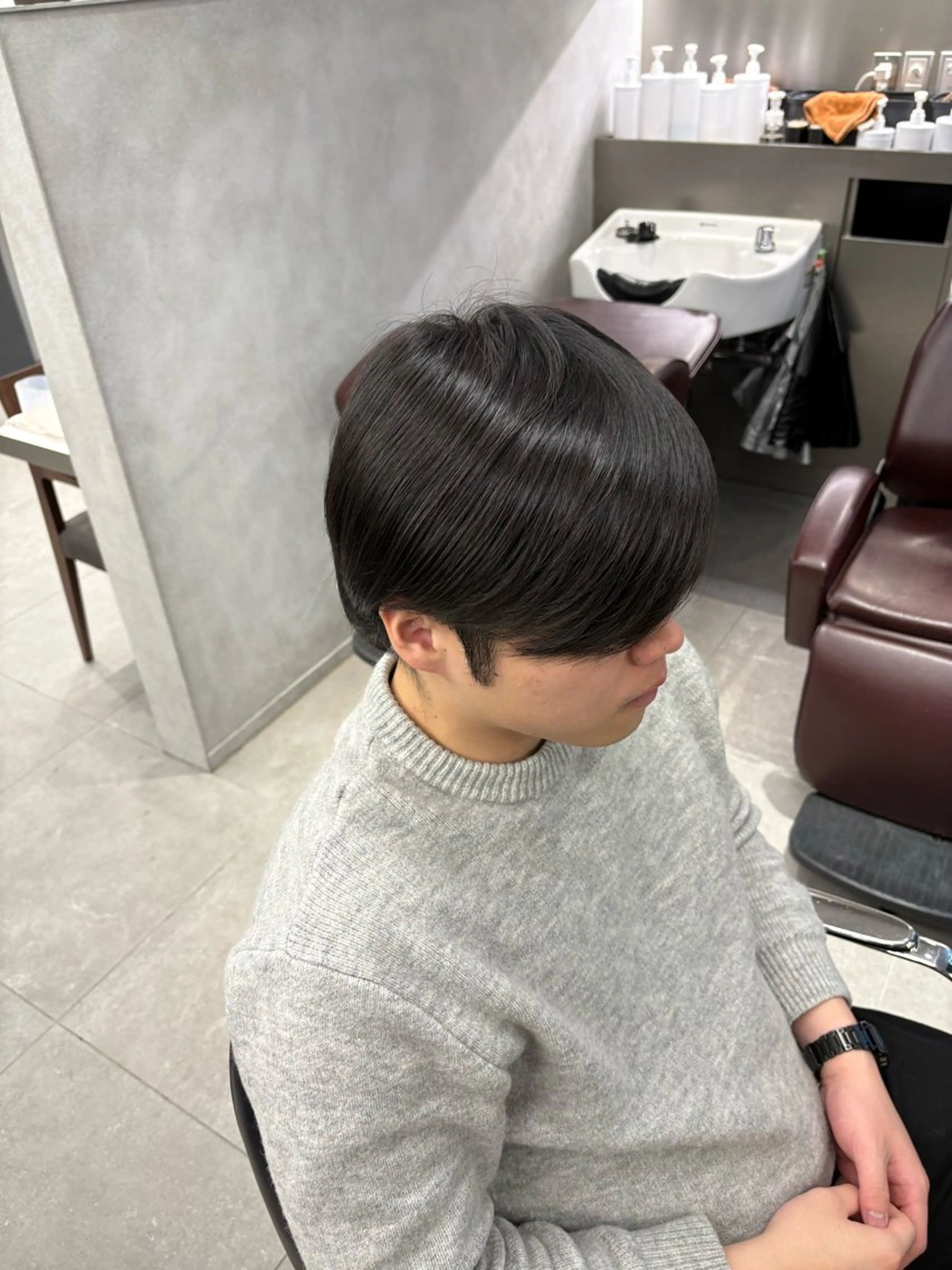 パーマ メンズ ストレートパーマ 與那嶺 紘のヘアスタイル
