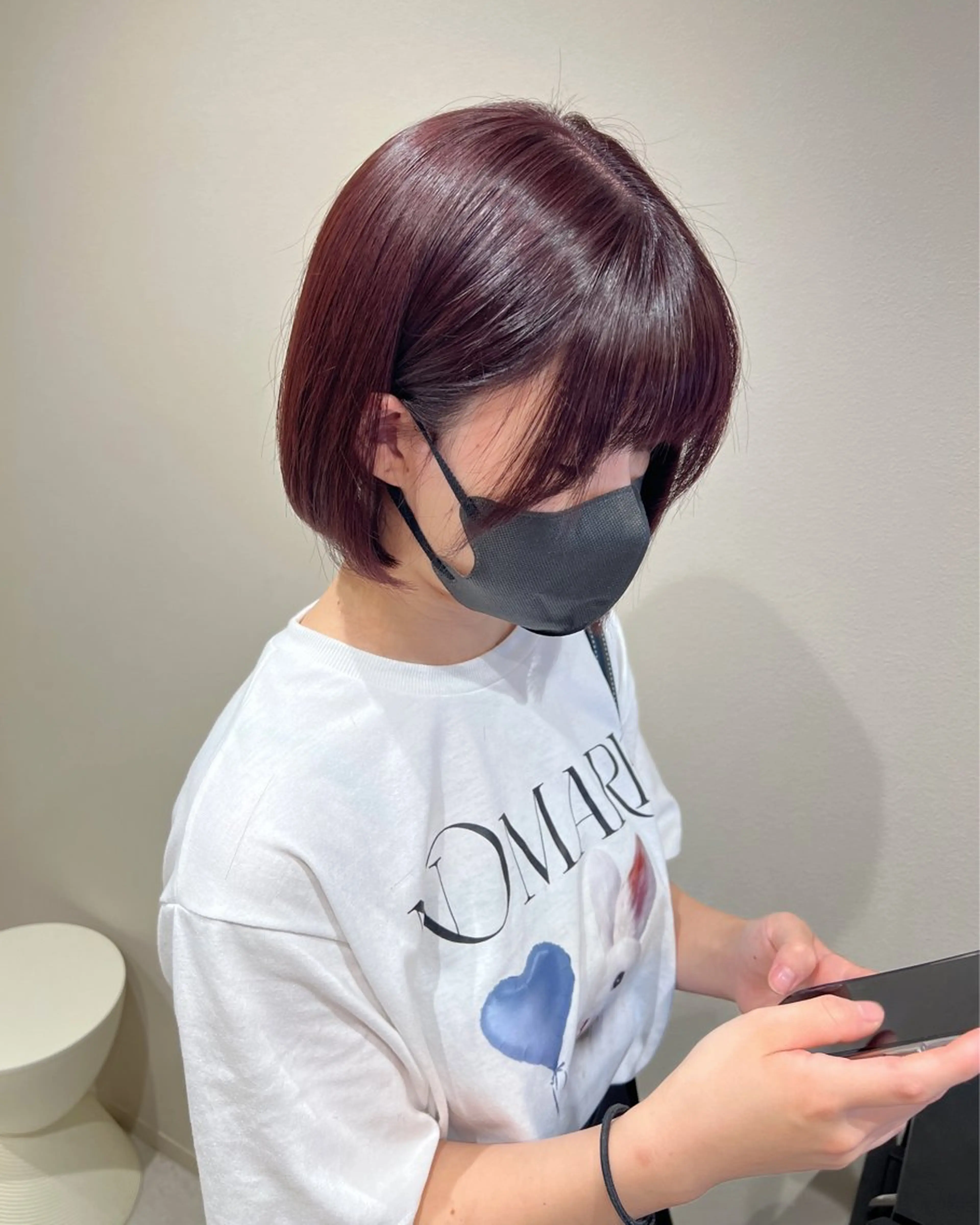 ショート カラー ラベンダーカラー ラベンダーピンク ピンクカラー カット ヘアカラー トリートメント ノイシキ サキのヘアスタイル