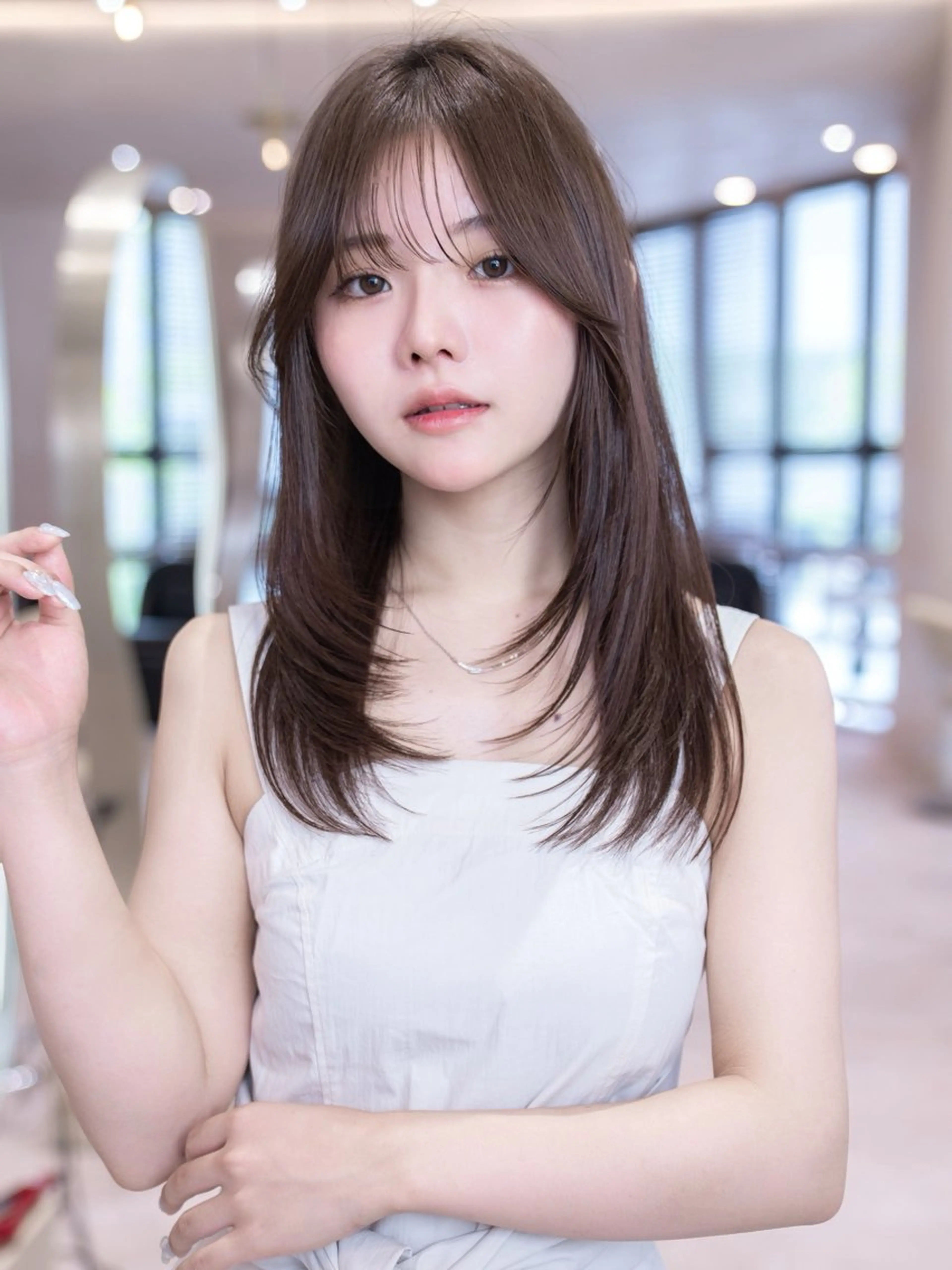 セミロング カラー カット ヘアカラー トリートメント レイヤー/ベージュ カラー/ヒヨリ/渋谷のヘアスタイル