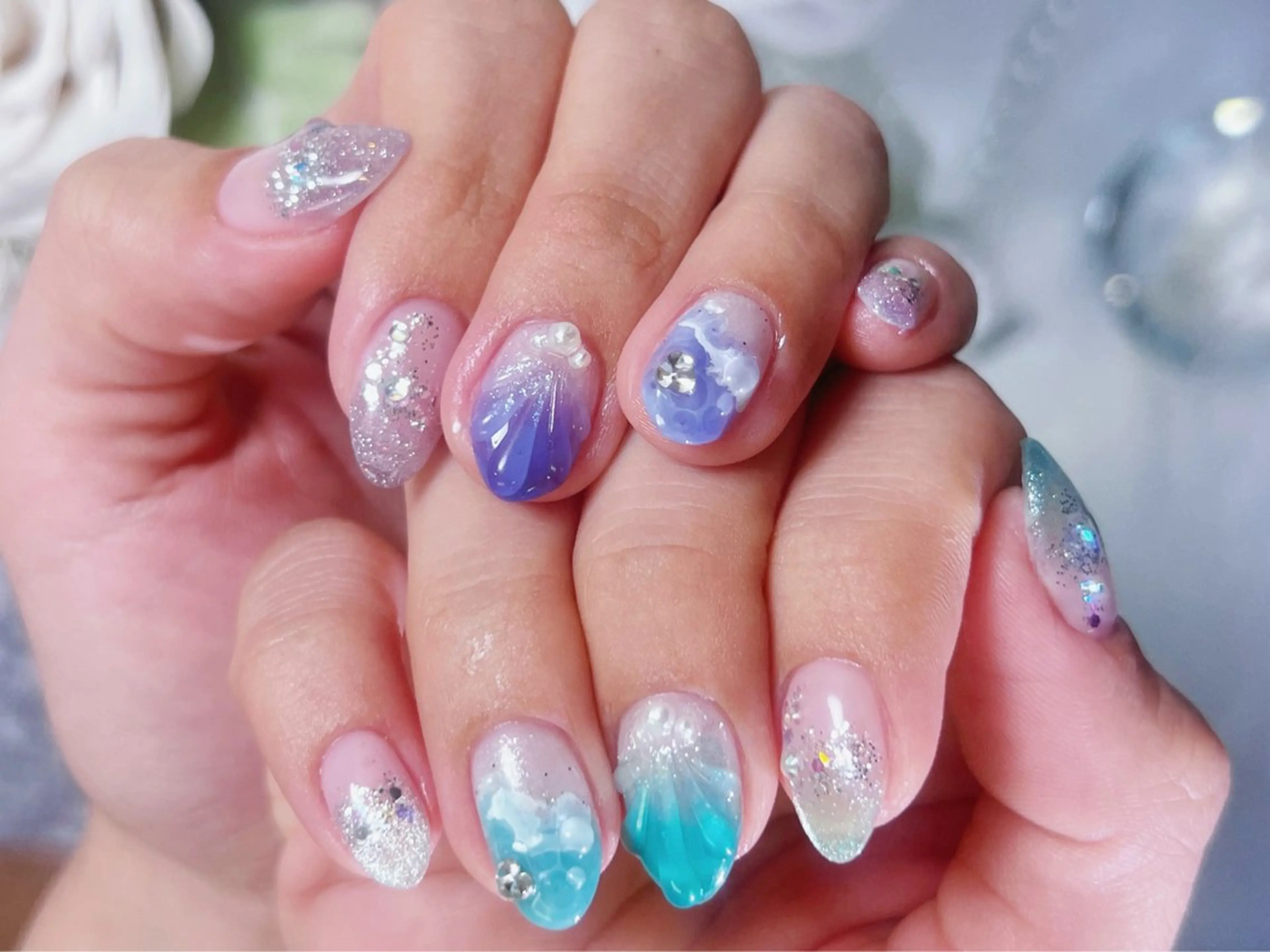 ネイル フレンチネイル ガーリー マグネットネイル 持ち込み スカルプネイル ハンドネイル Painty所属・Painty nailのネイルデザイン