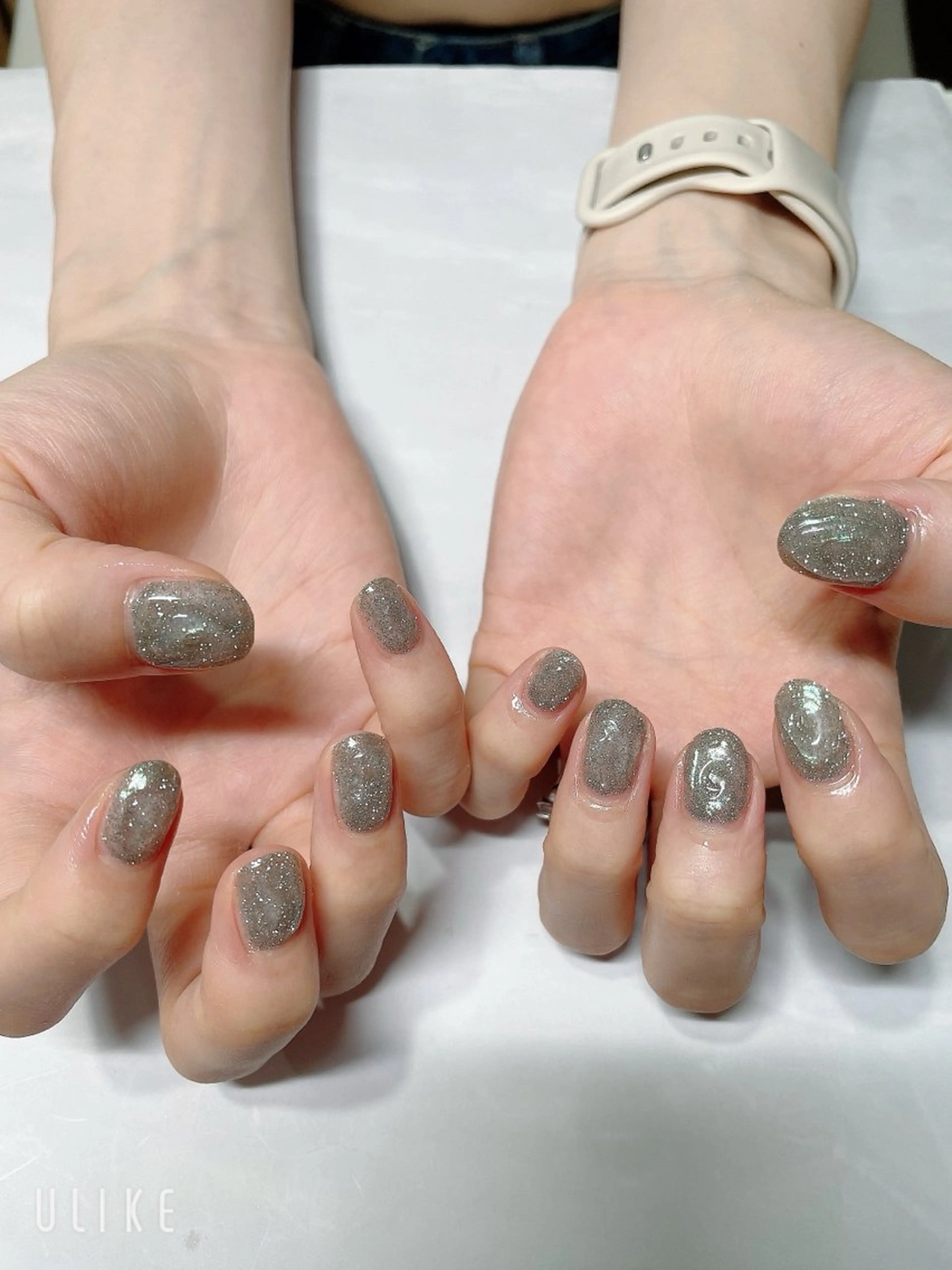 ネイル ブルー フラッシュネイル グリーン ニュアンスネイル 梶原 久美のネイルデザイン