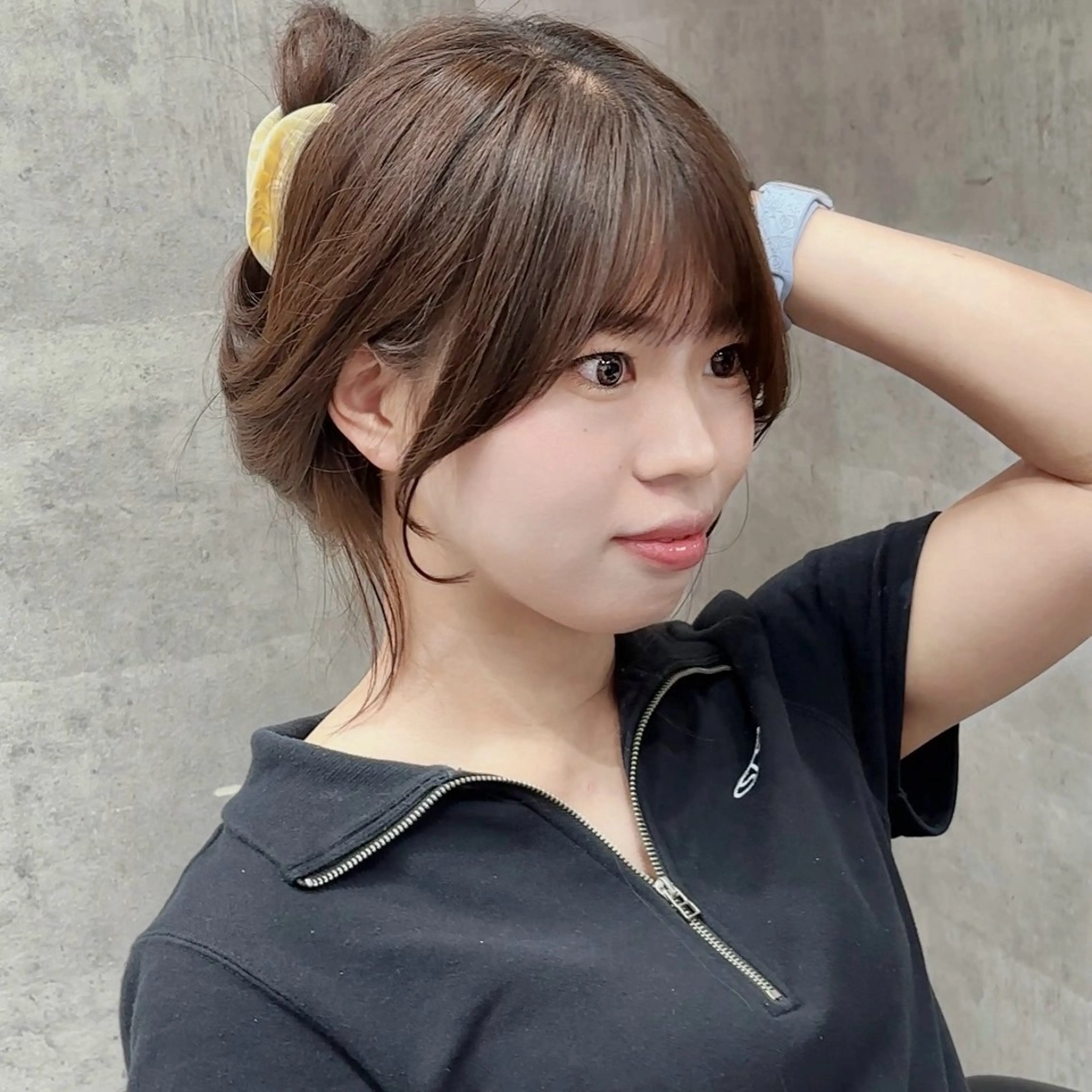 セミロング くびれヘア 韓国風ヘア レイヤーカット シースルーバング カット 新宿/韓国レイヤー 顔まわり/RIKUのヘアスタイル