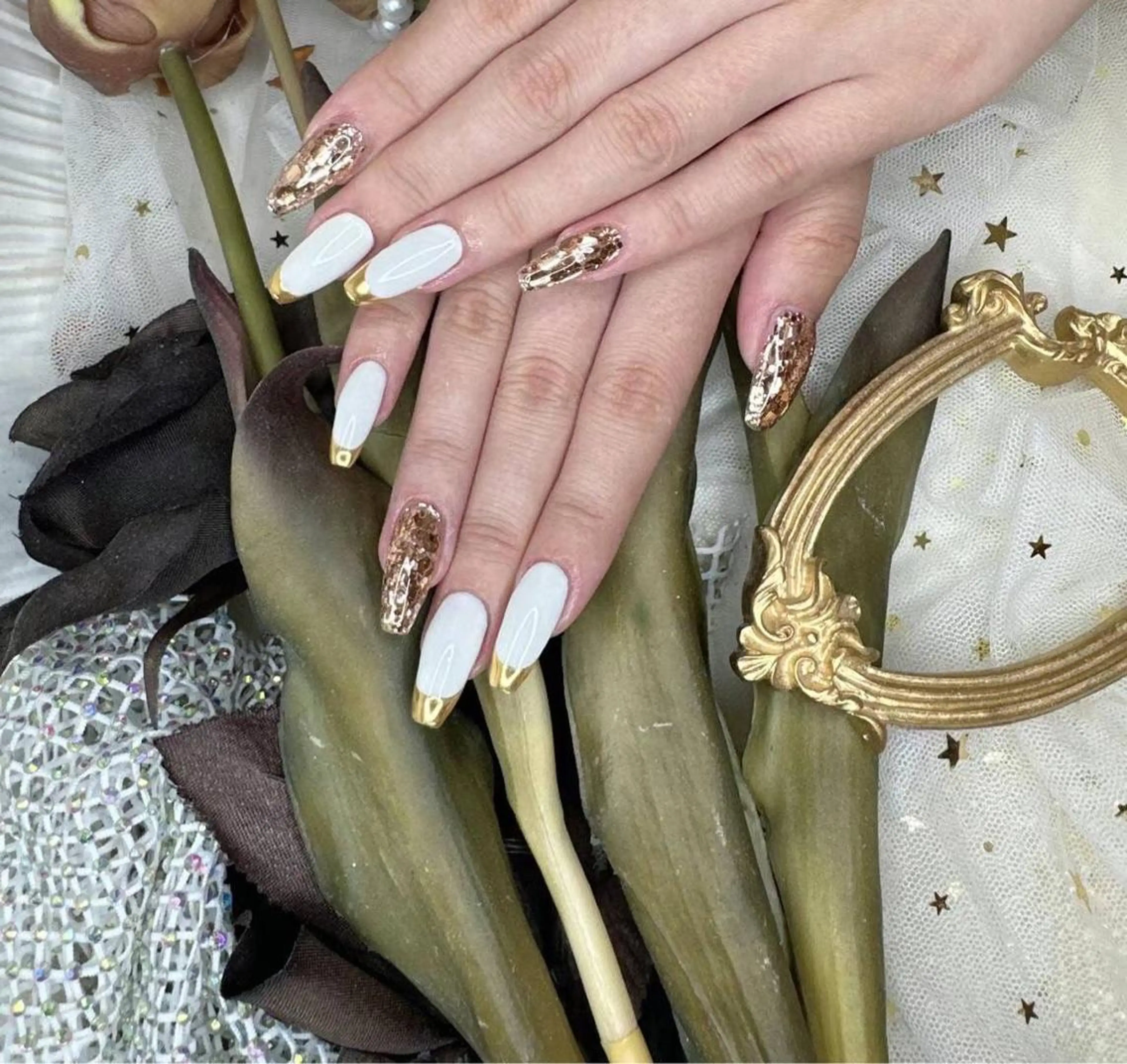 ネイル フレンチネイル ゴールド ラメ(グリッター) My nail所属・babarla Nailのネイルデザイン