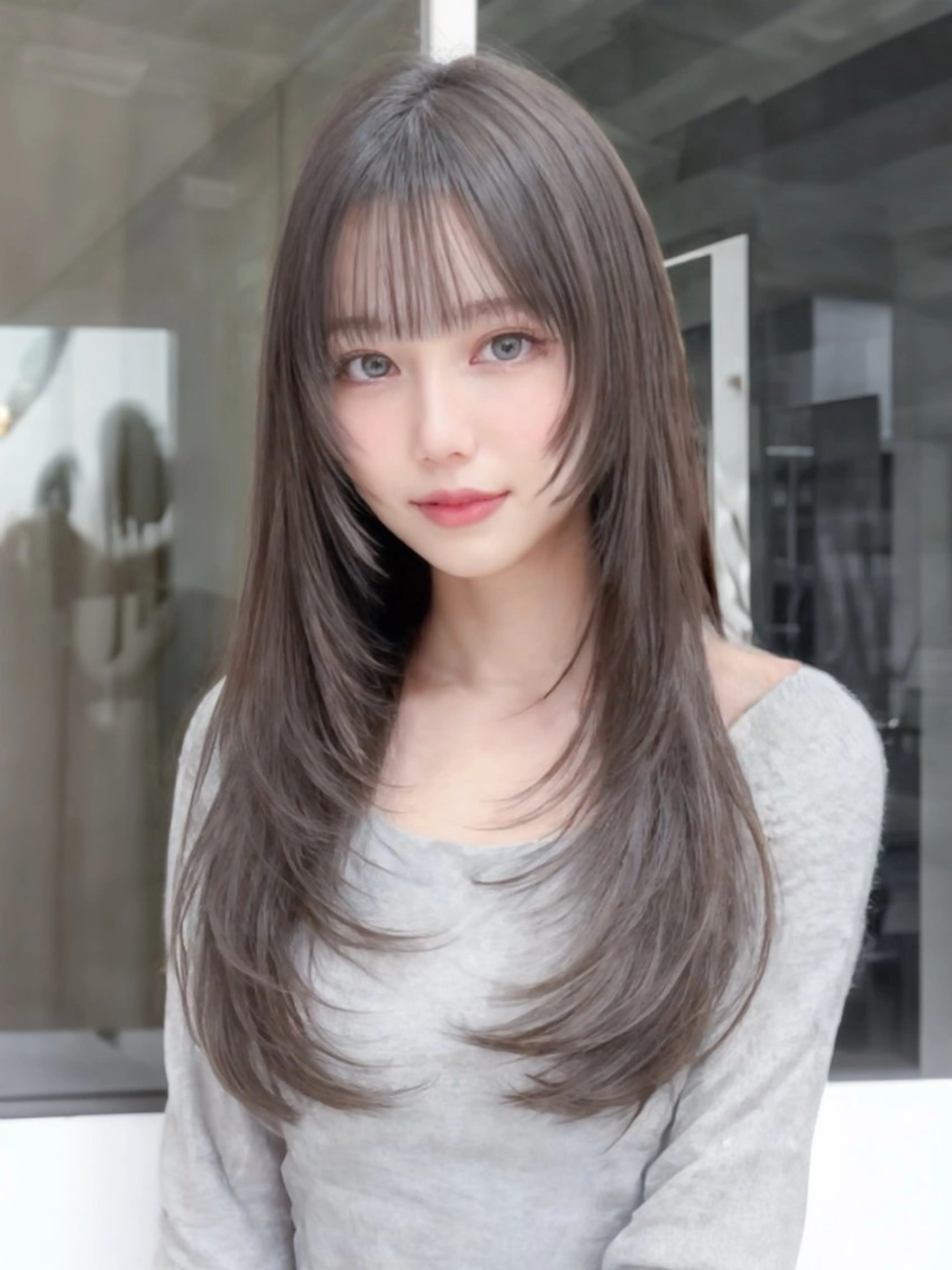 ロング カット ヘアカラー 縮毛矯正 【髪質改善】縮毛矯正 /core梅田/西尾のヘアスタイル