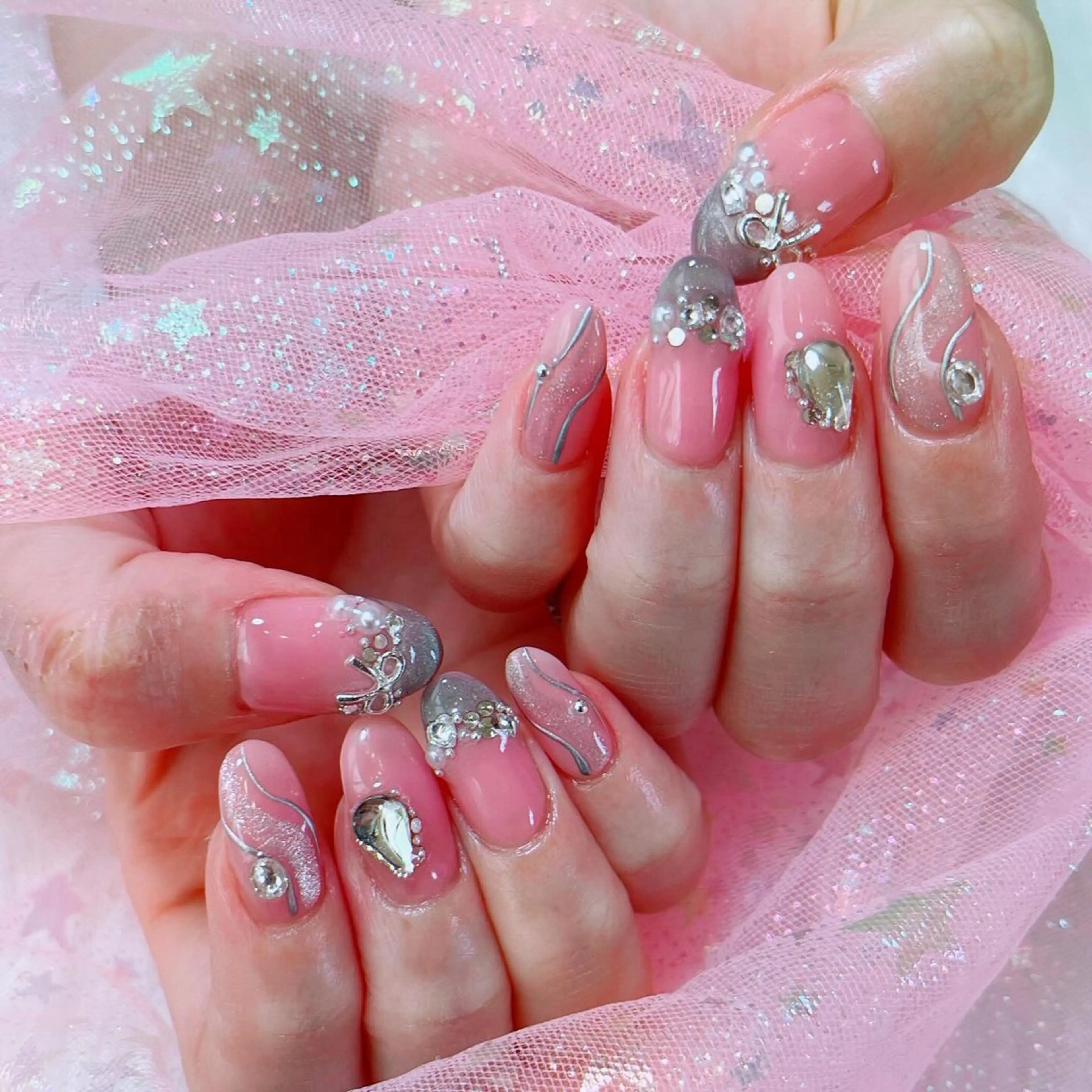 ネイル アートネイル フレンチネイル マグネットネイル マグネットフレンチ ハンドネイル ruirui.naildesign所属・RUI ☆のネイルデザイン