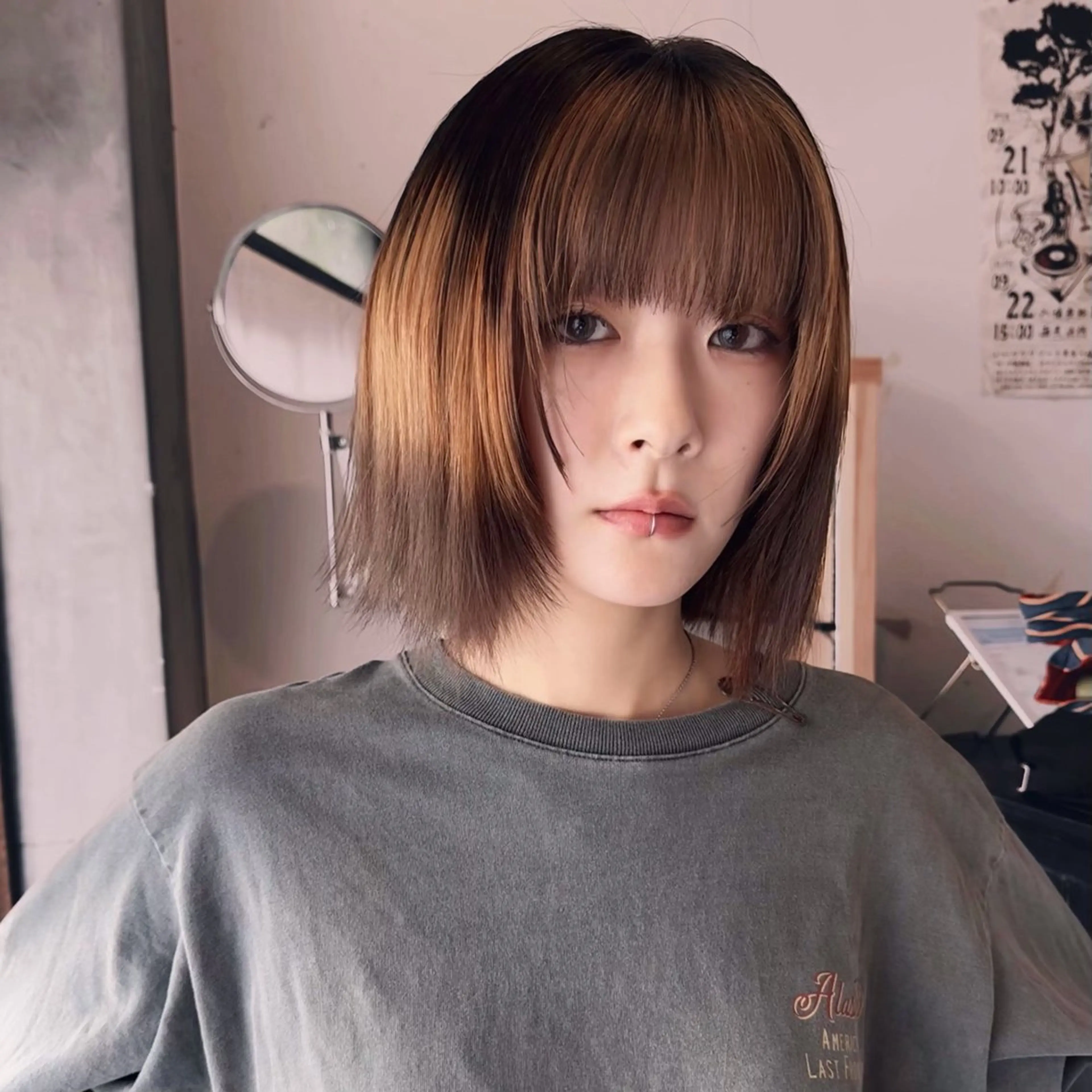 ミディアム ヘアカラー 中村 功樹のヘアスタイル