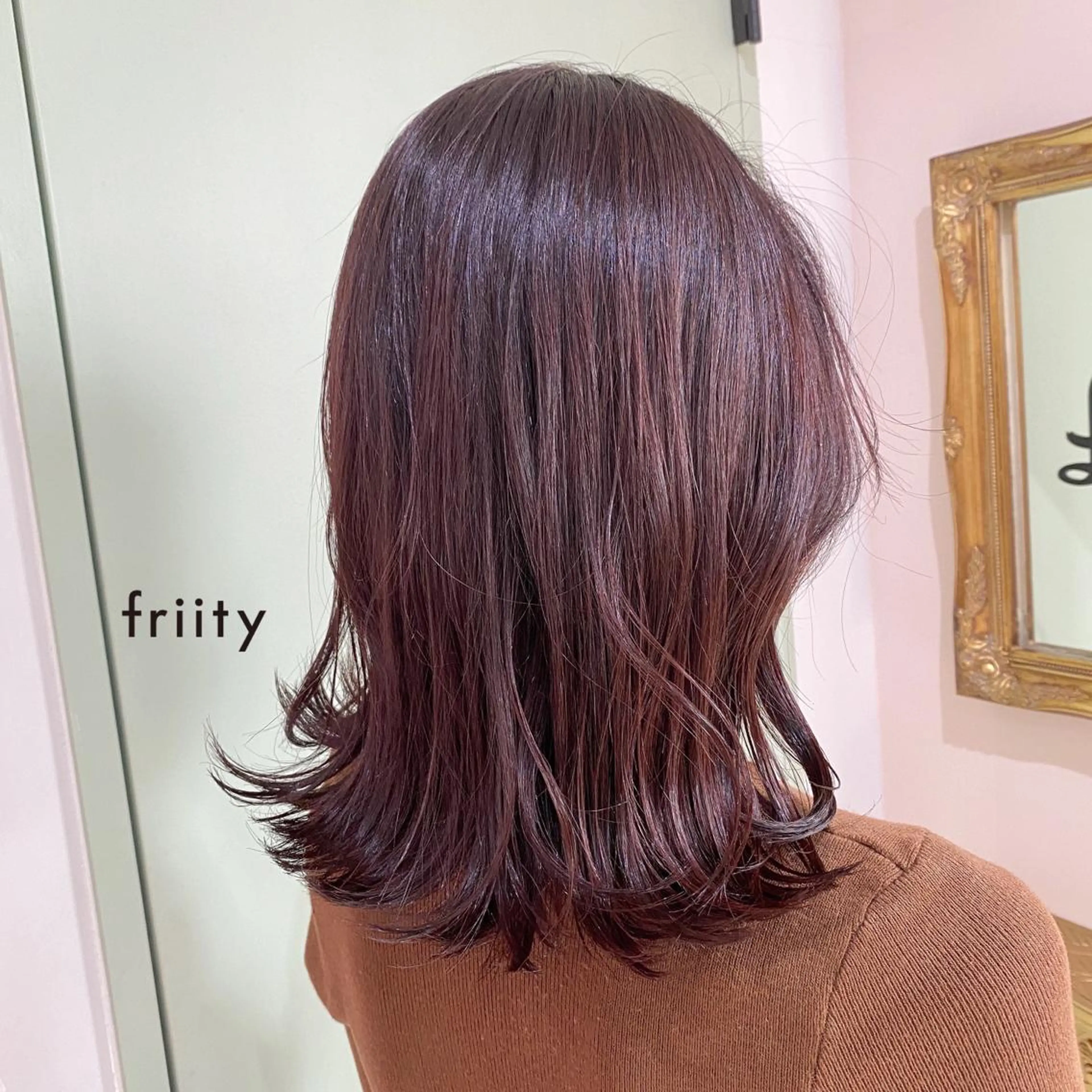 ミディアム カラー レッドカラー カット ヘアカラー 中司 莉菜のヘアスタイル