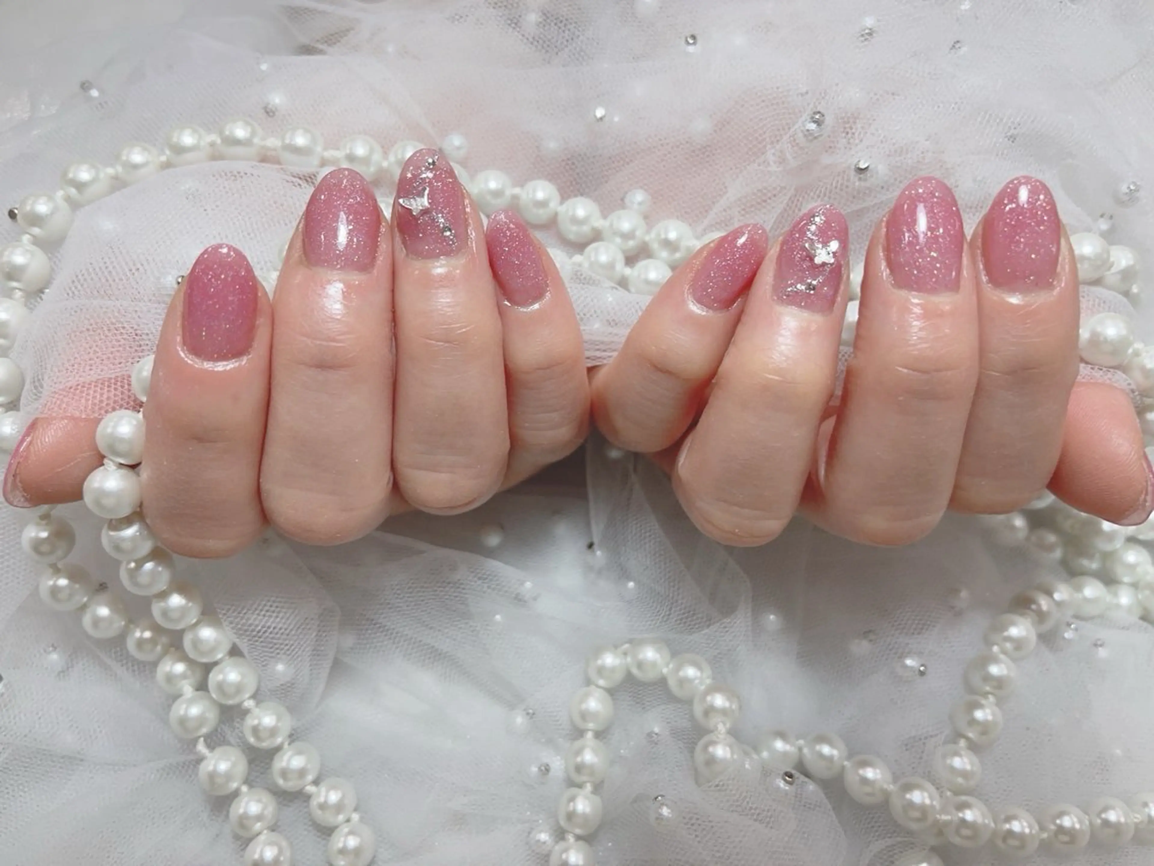 ネイル アートネイル フラッシュネイル フレンチネイル ガラスフレンチ グラデーション M2beauty Renaのネイルデザイン