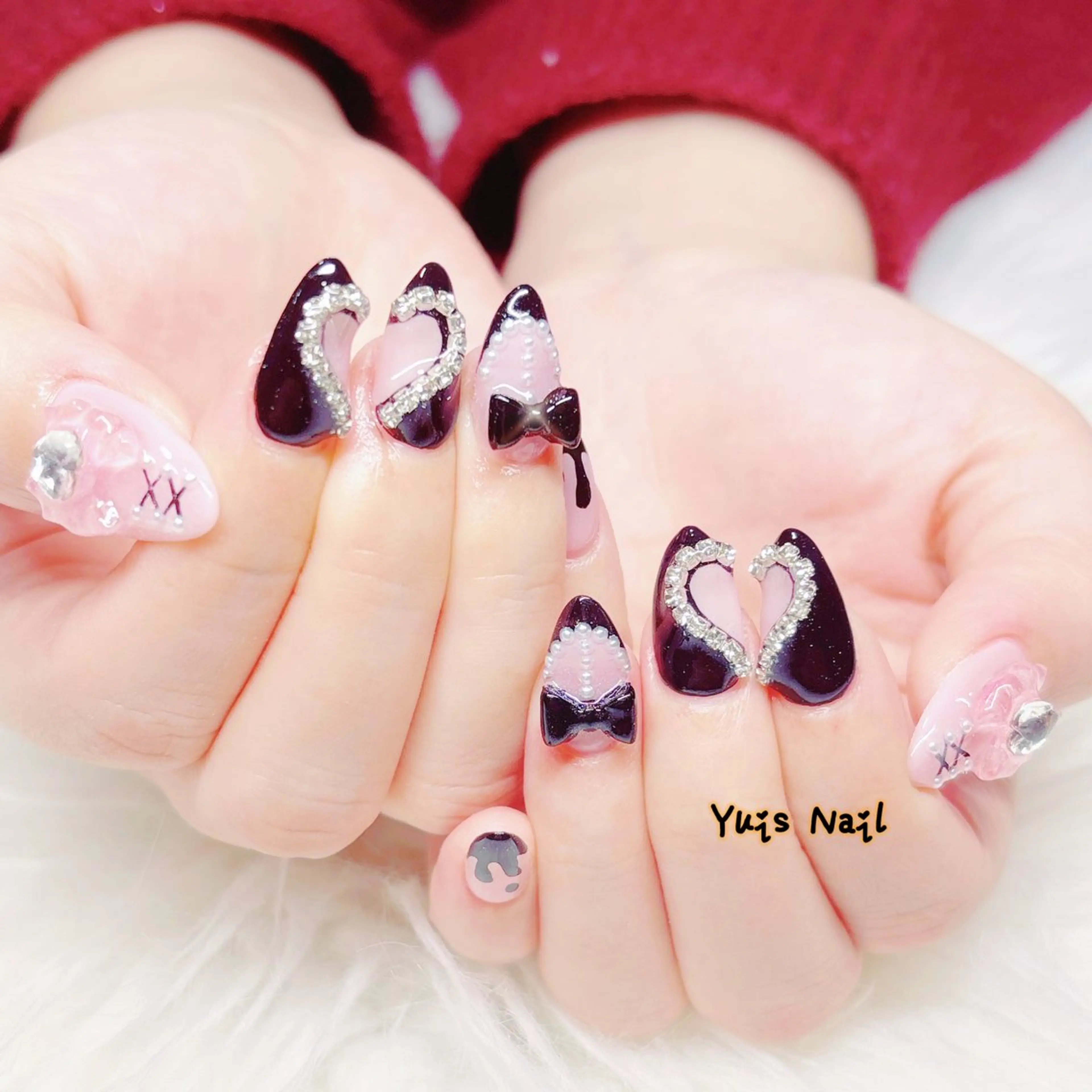 ネイル ハート 韓国ネイル 持ち込み バレンタイン ワンホンネイル ハンドネイル Yuis Nailスカルプ専門のネイルデザイン