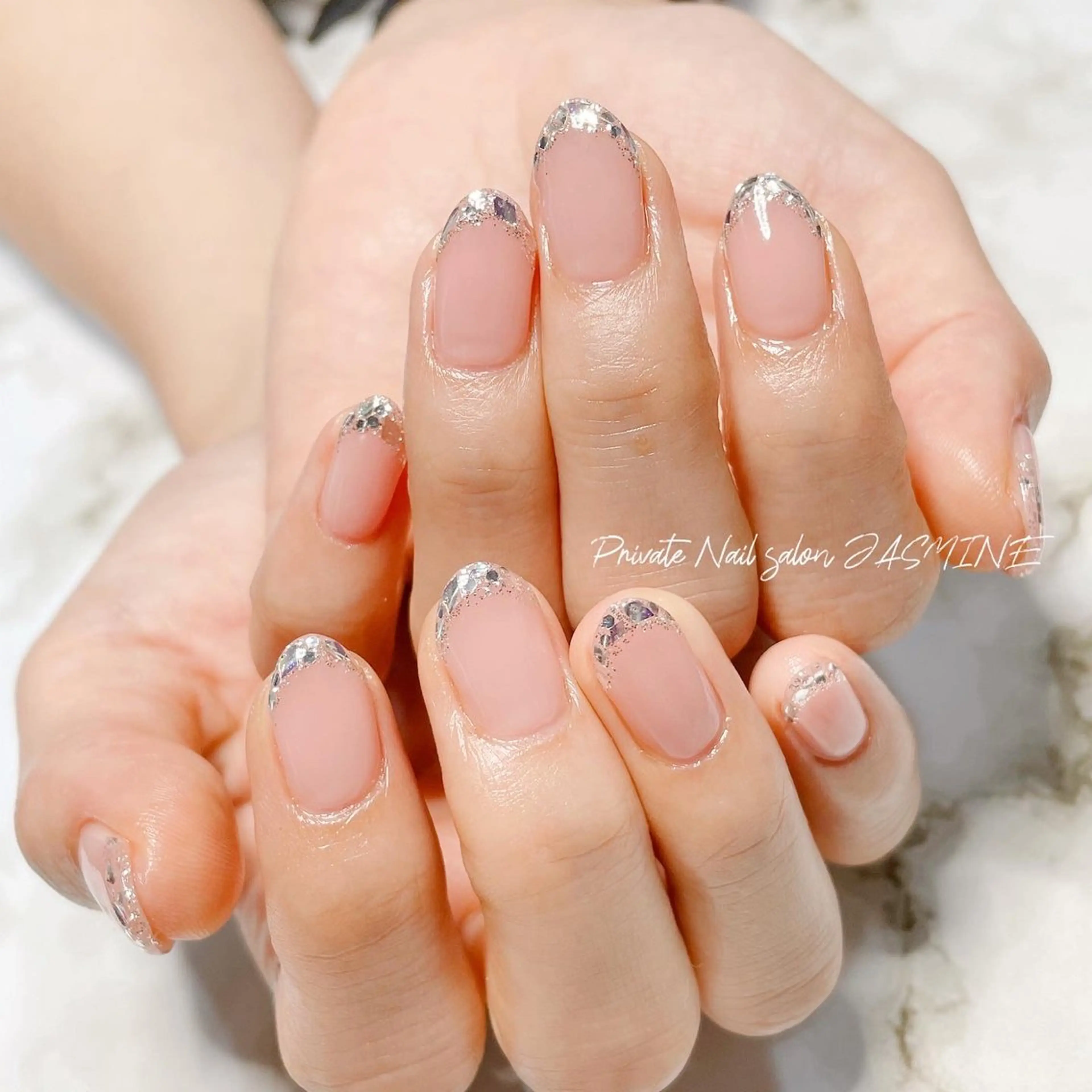 ネイル フレンチネイル ガラスフレンチ シンプルネイル Nail salon JASMINEのネイルデザイン