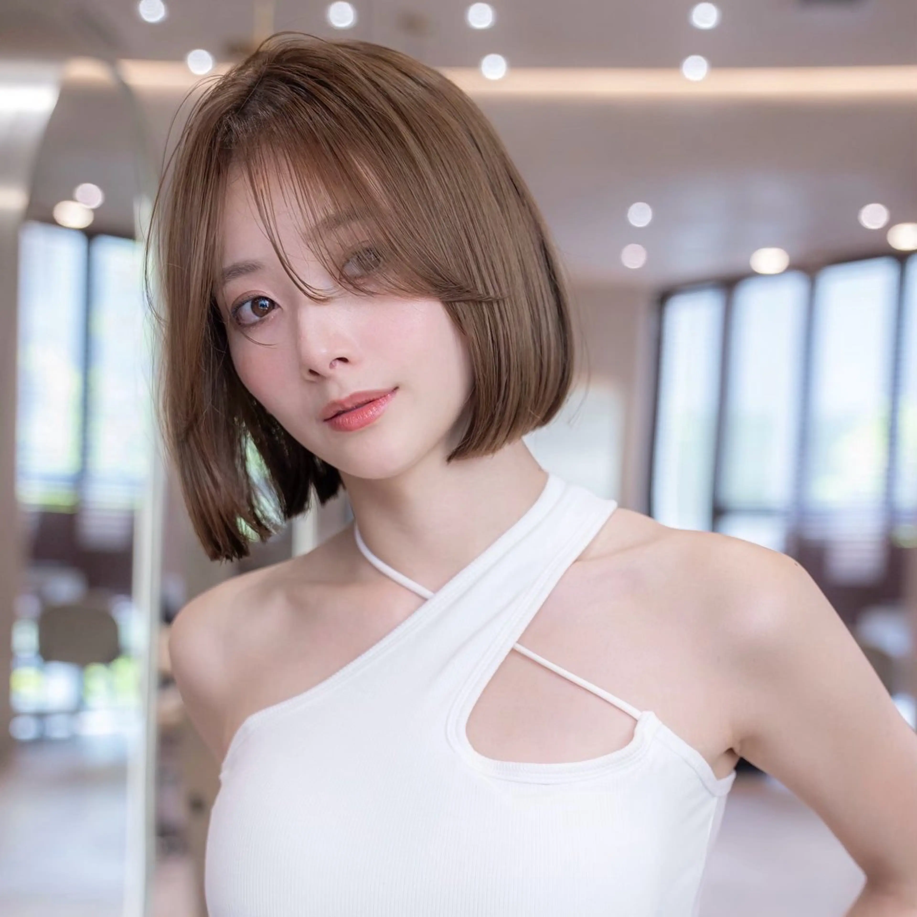 ミディアム カラー パーマ 切りっぱなしボブ ショートボブ ボブレイヤー 透明感カラー ボブ カット ヘアカラー 縮毛矯正 トリートメント 渋谷ボブ/ショート 特化田中航平のヘアスタイル