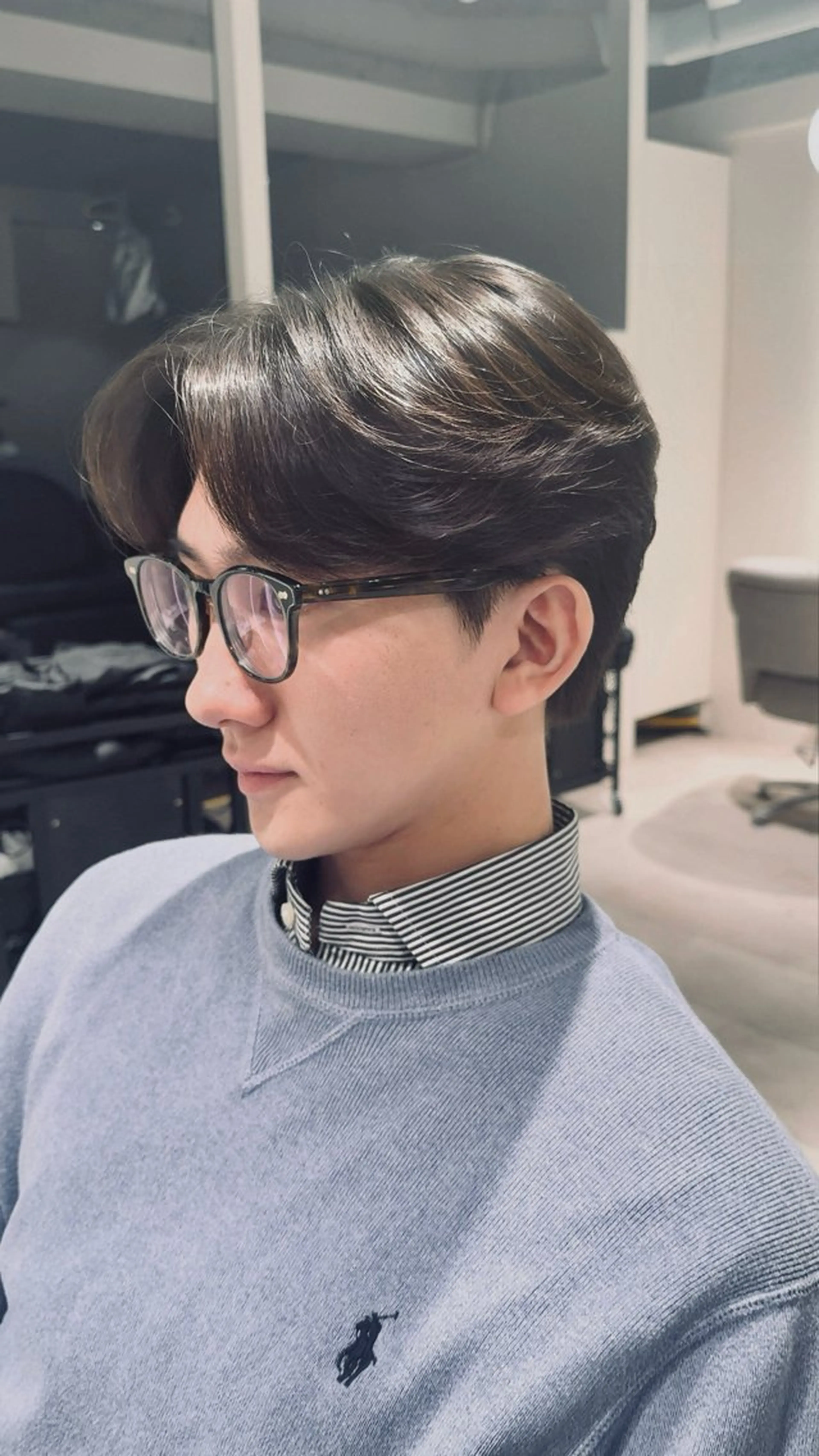 ショート パーマ メンズ カット パーマ メンズ職人/センター パート/富沢真斗のヘアスタイル