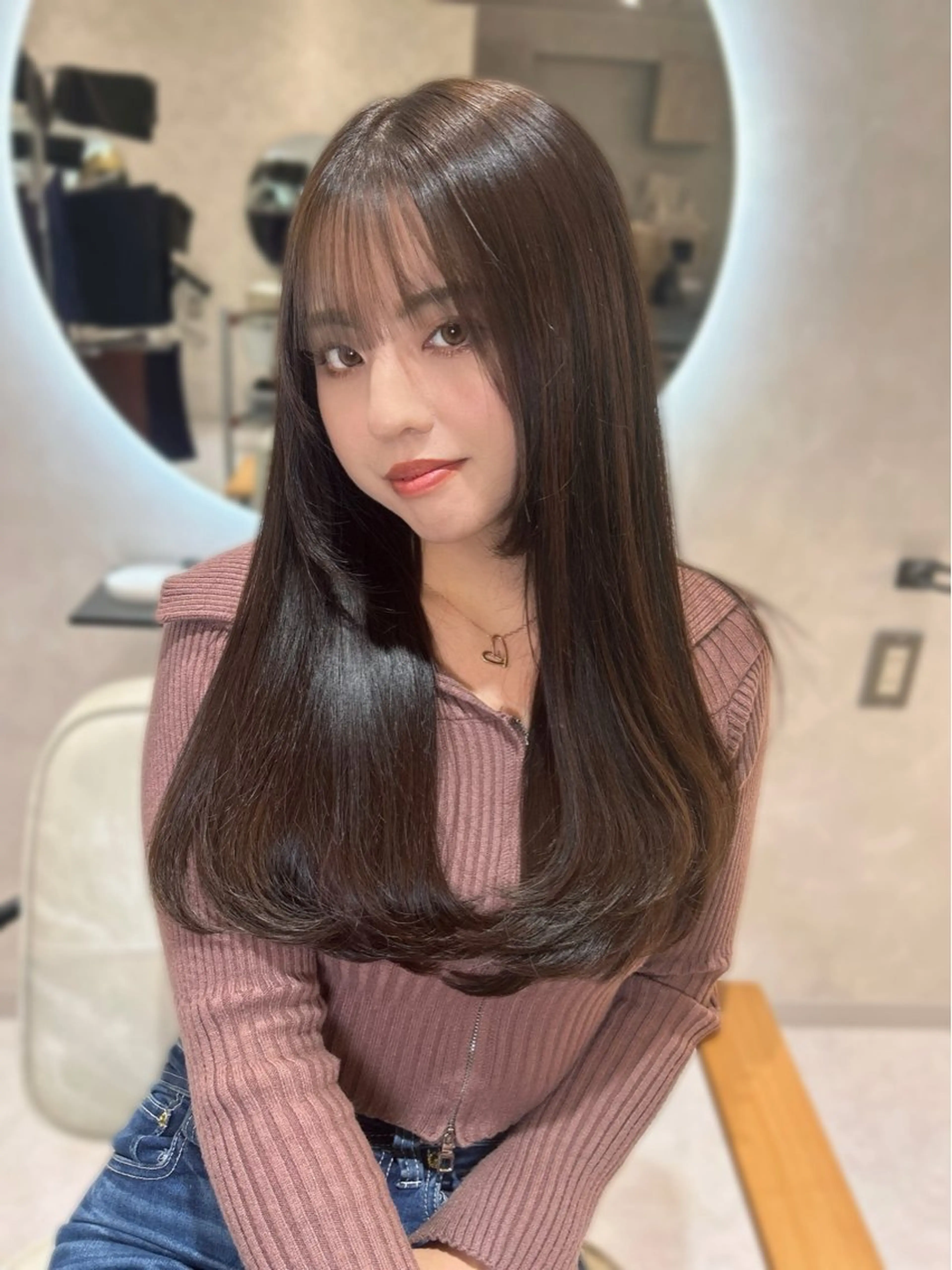 ロング カット ヘアカラー トリートメント enu所属・enu梅田 韓国ヘア ゆりのヘアスタイル