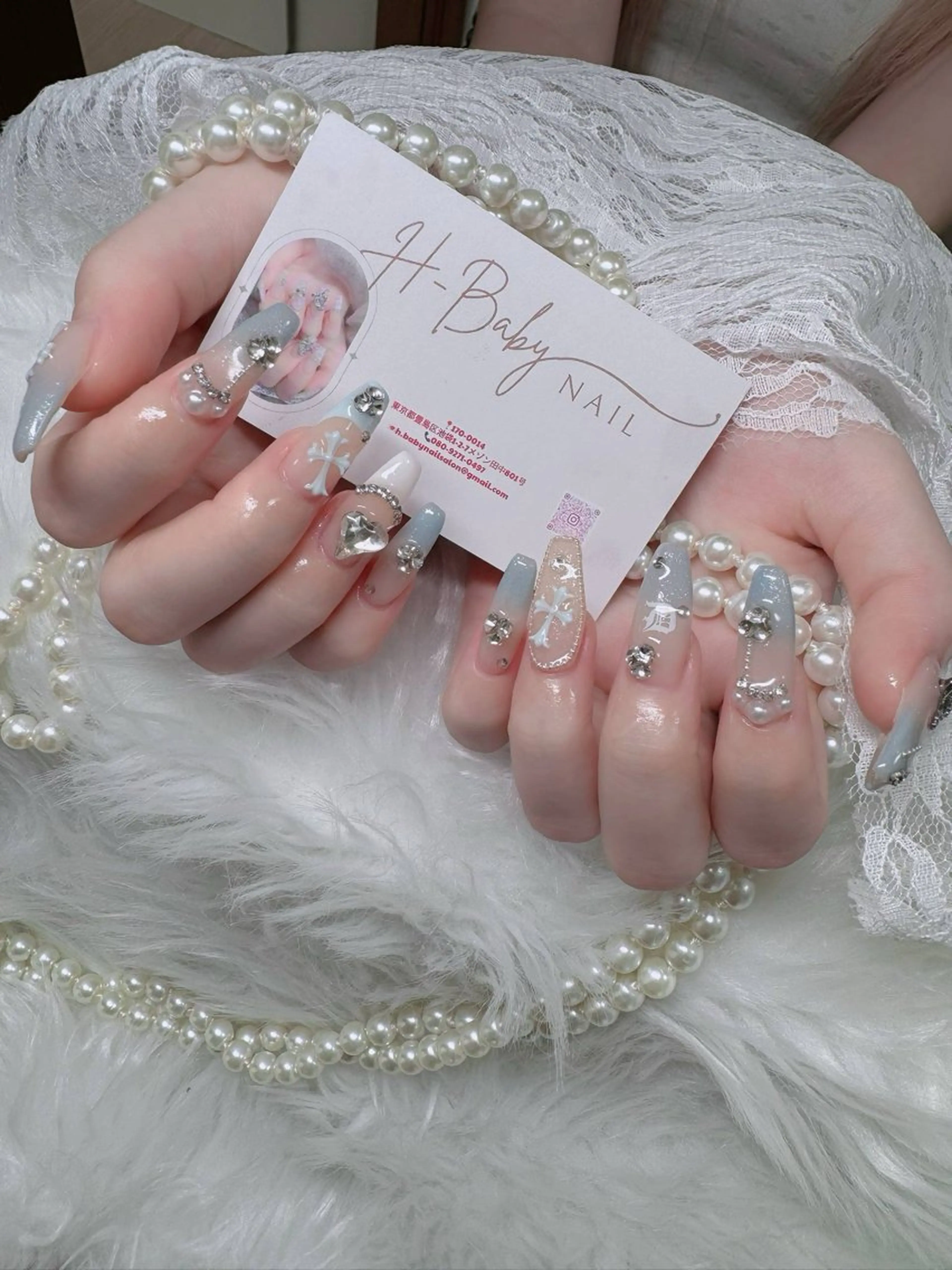 ネイル フレンチネイル ジェルネイル ガラスフレンチ ハロウィン ハート ハンドネイル H.baby Nail Salonのネイルデザイン
