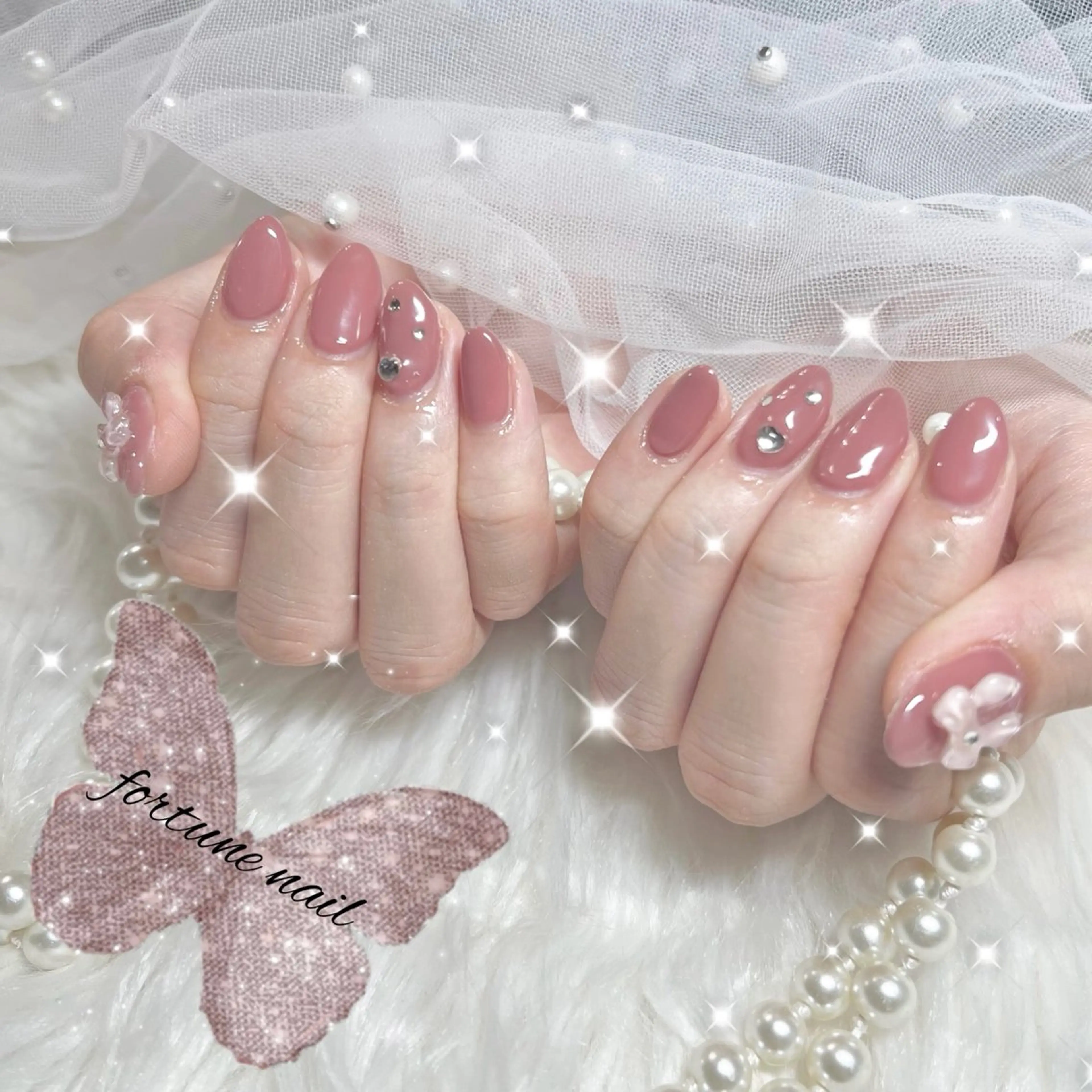 ネイル ガーリー 韓国ネイル オフィスネイル ピンク シンプルネイル ハンドネイル 12/5🈳💜 Yuuna💜のネイルデザイン