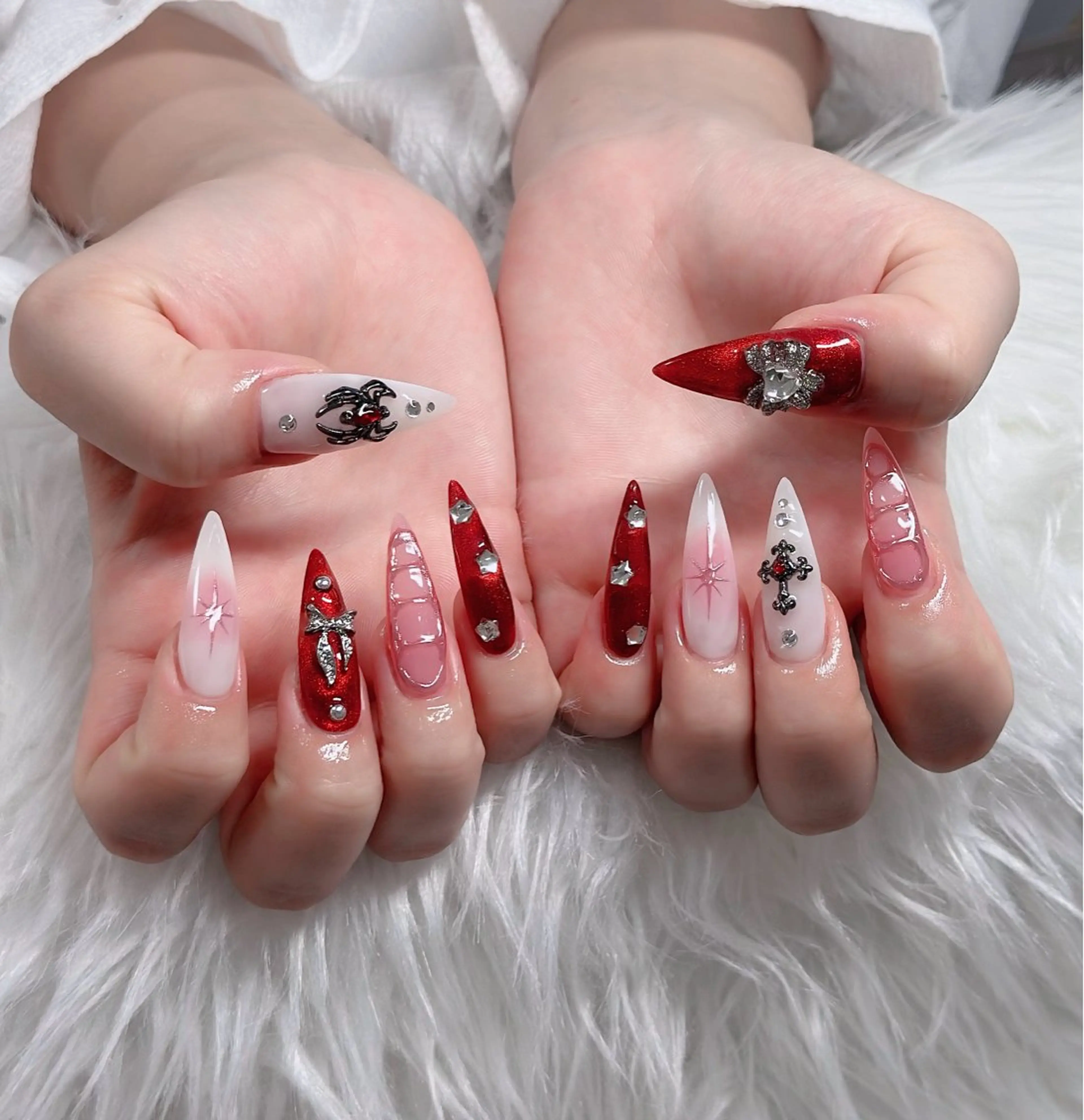 ネイル ハート キラキラネイル リボン ハンドネイル キノコ H.babynailのネイルデザイン