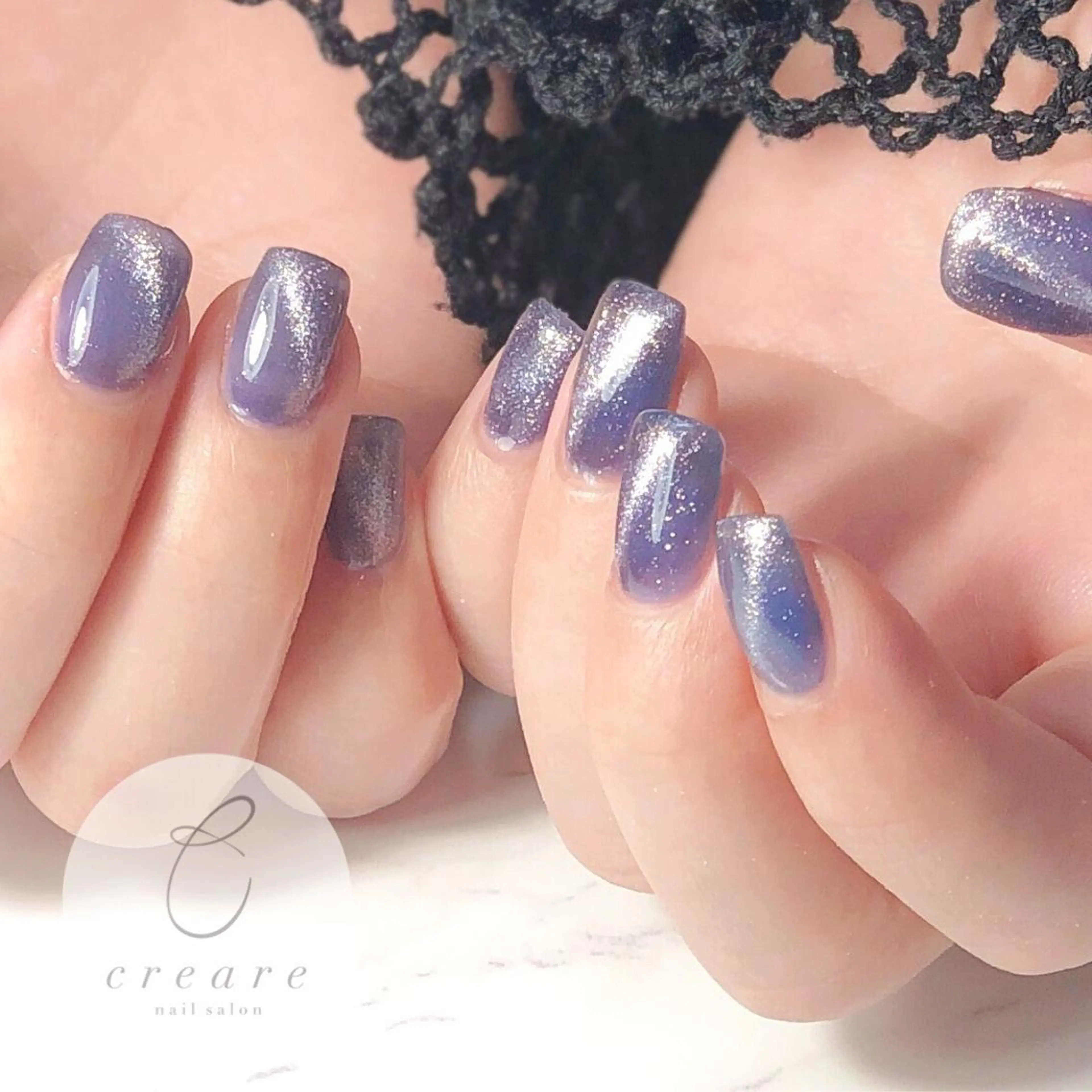 ネイル ジェルネイル マグネットネイル オフィスネイル ワンカラーネイル パープル 辻野 和枝のネイルデザイン