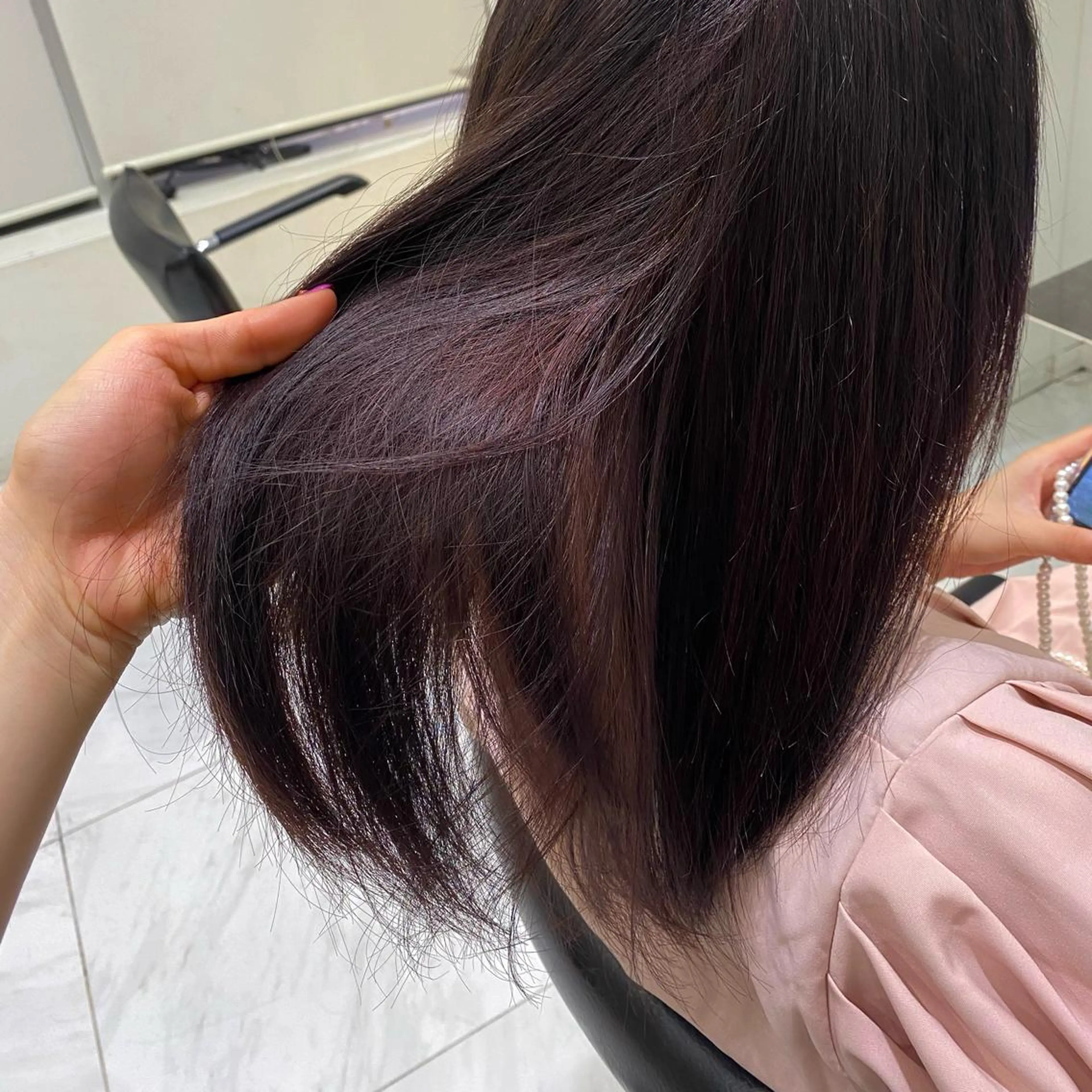 セミロング カラー ブラウンカラー ピンクカラー ピンクブラウン ヘアカラー トリートメント 艶感/ナチュラル 🌿マアヤのヘアスタイル
