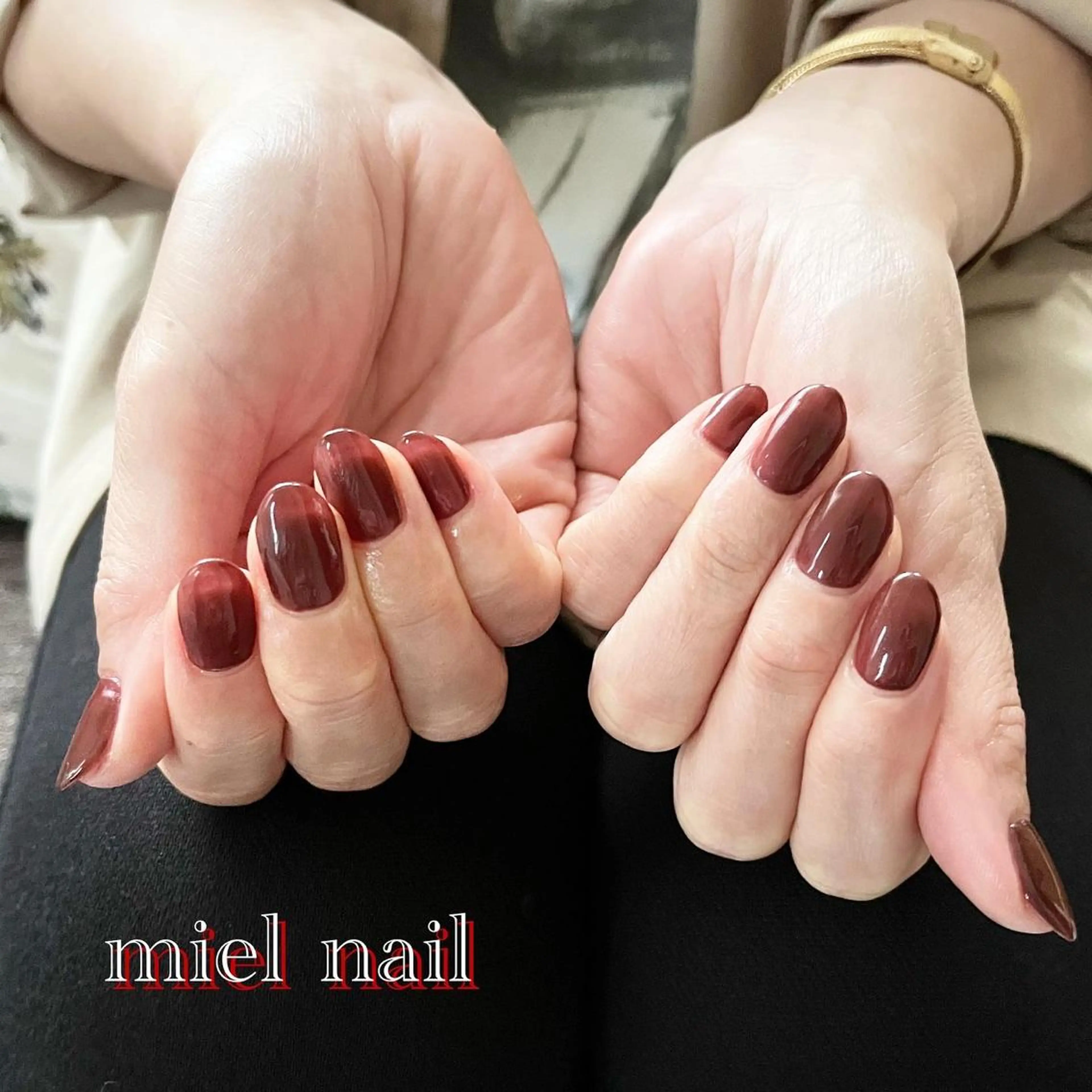 ネイル ボルドー シンプルネイル ハンドネイル miel nailのネイルデザイン