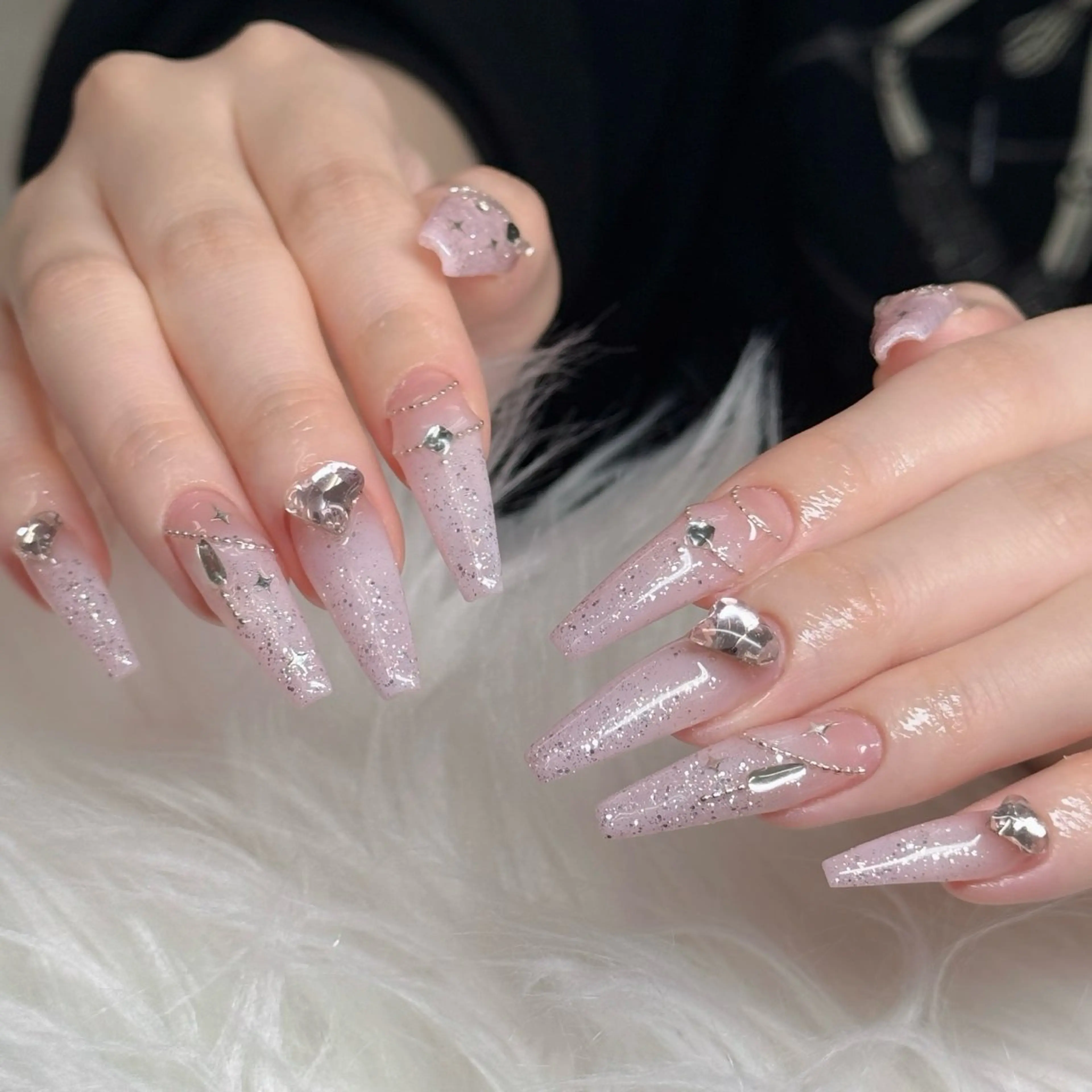 ネイル ロングネイル マグネットネイル リボン 夏ネイル スーパーロングネイル ハンドネイル Hani nailsalonのネイルデザイン
