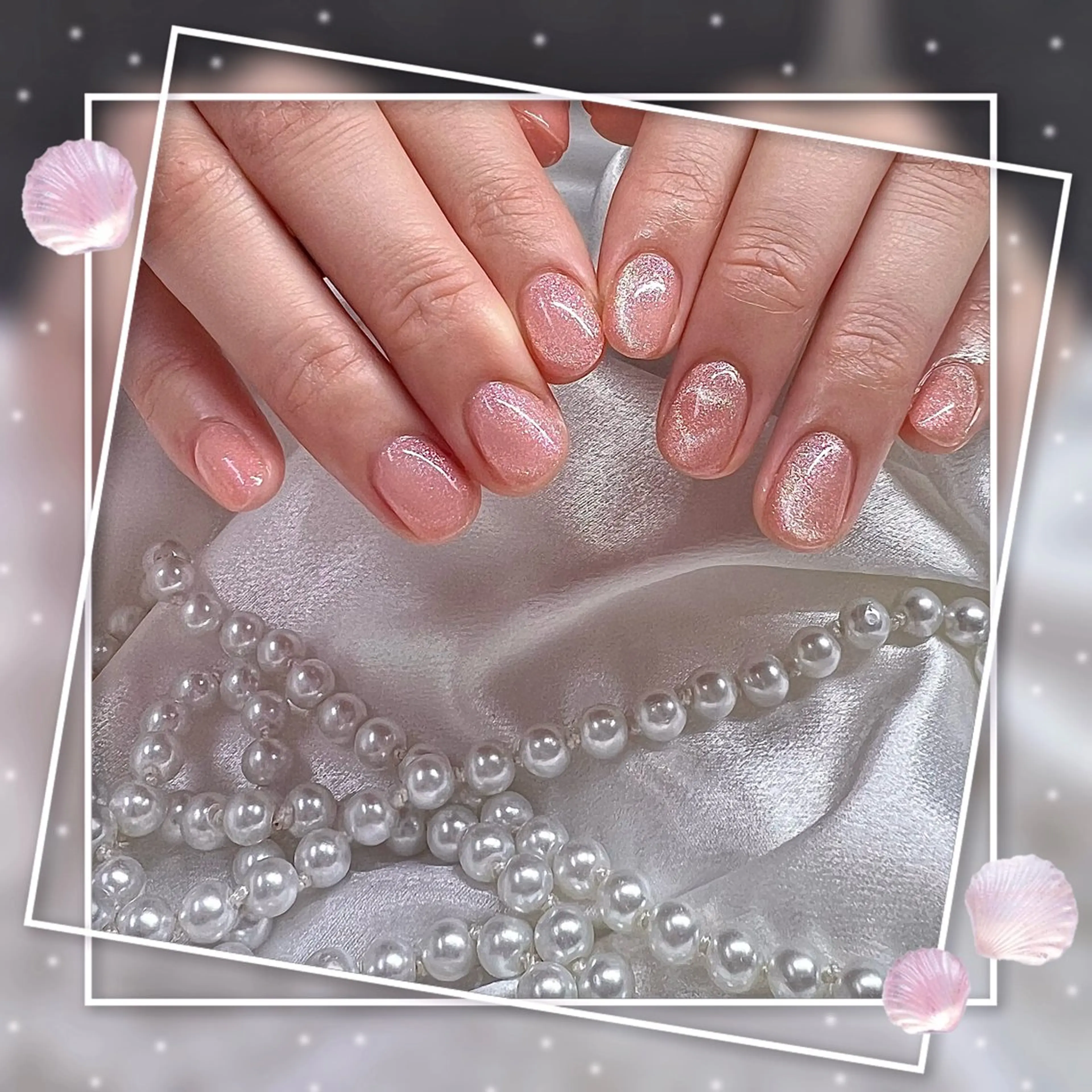 ネイル グラデーション キラキラネイル 韓国ネイル マグネットネイル ピンク ハンドネイル ハンドケア Chill Nailsalonのネイルデザイン