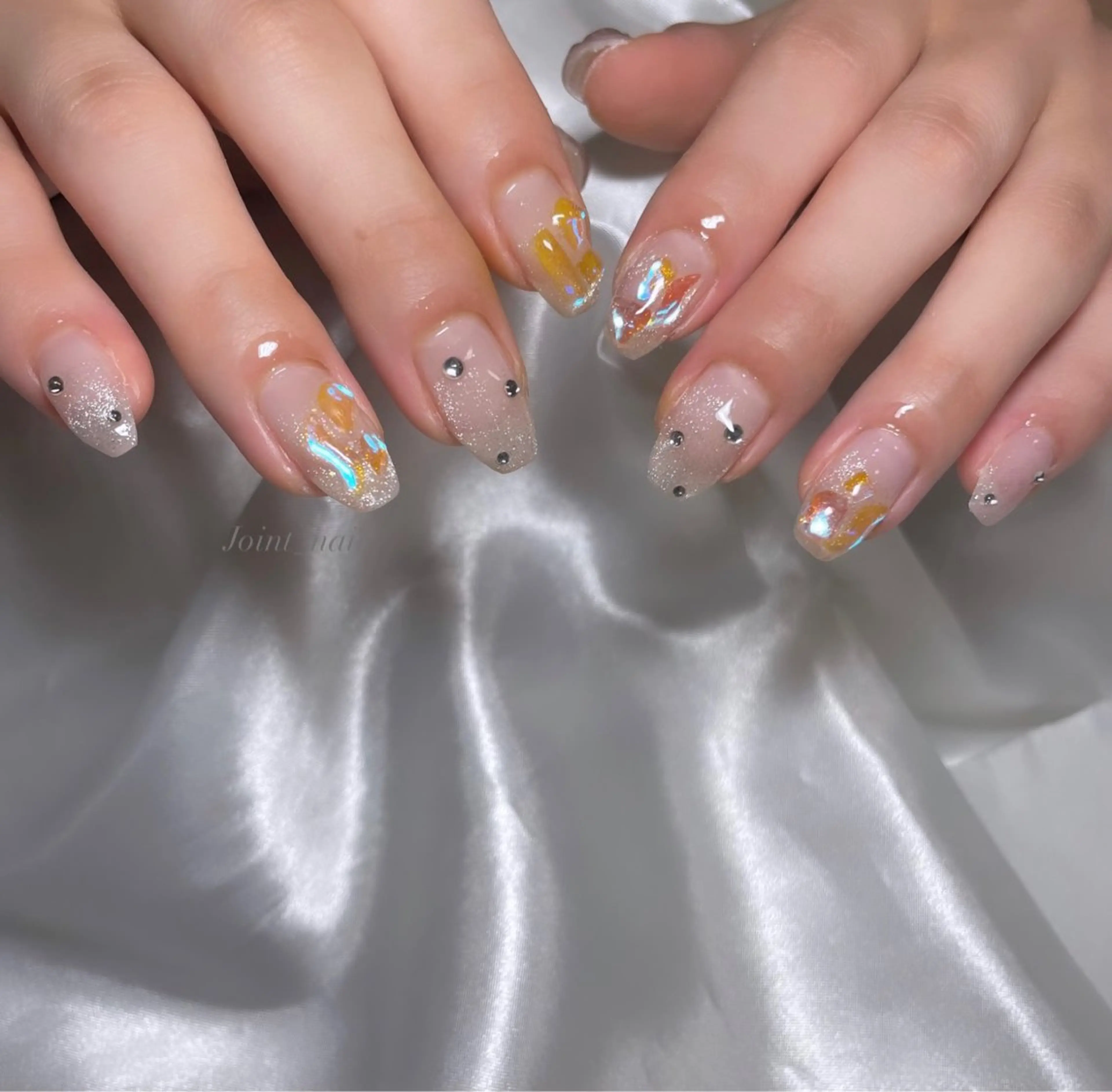 ネイル 氷ネイル・うるうるネイル ワンホンネイル ハンドネイル Joint_ nailのネイルデザイン