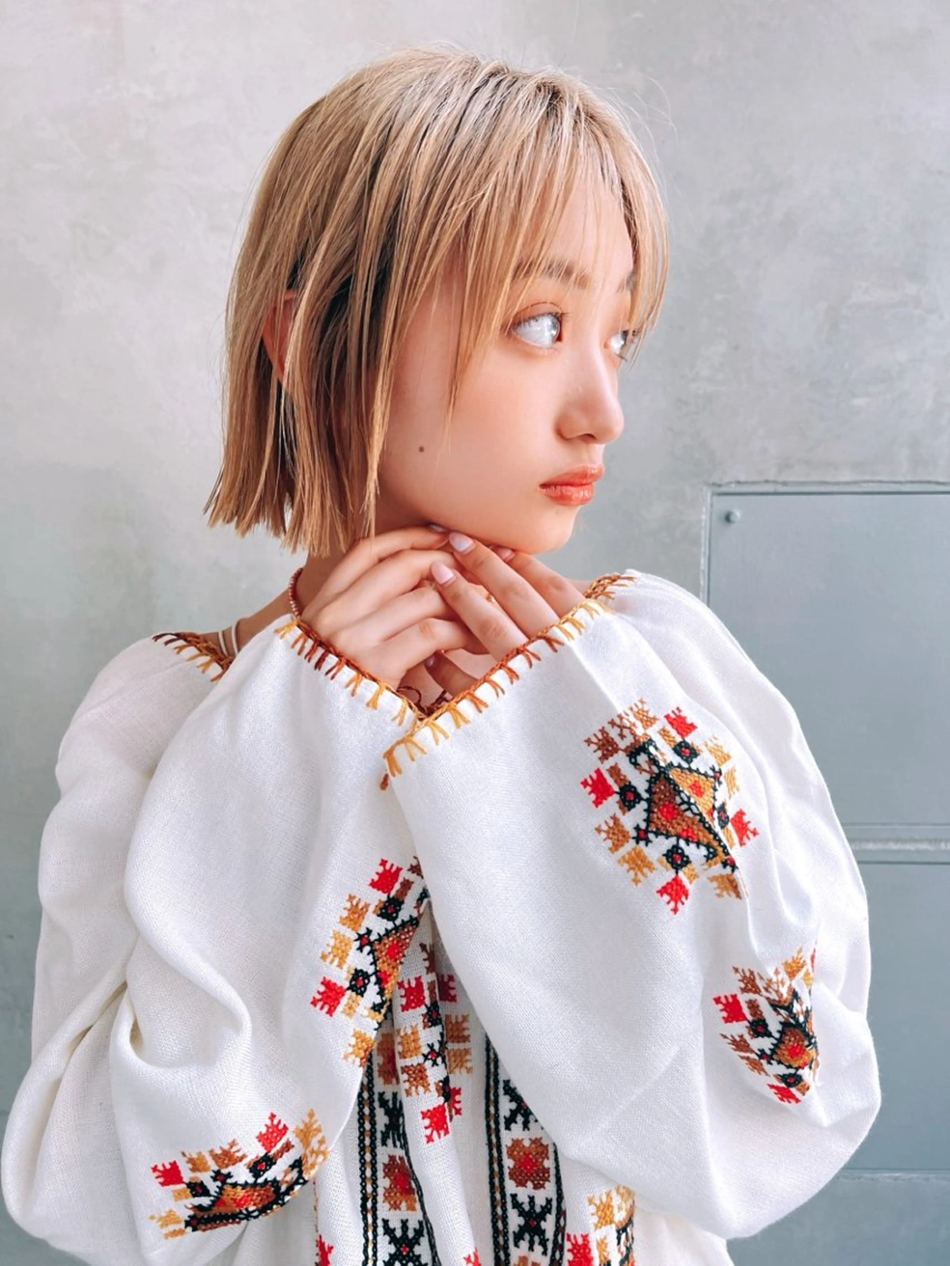 ショート カラー ブロンド ボブ メンズ🙆 レディース美髪✨のヘアスタイル