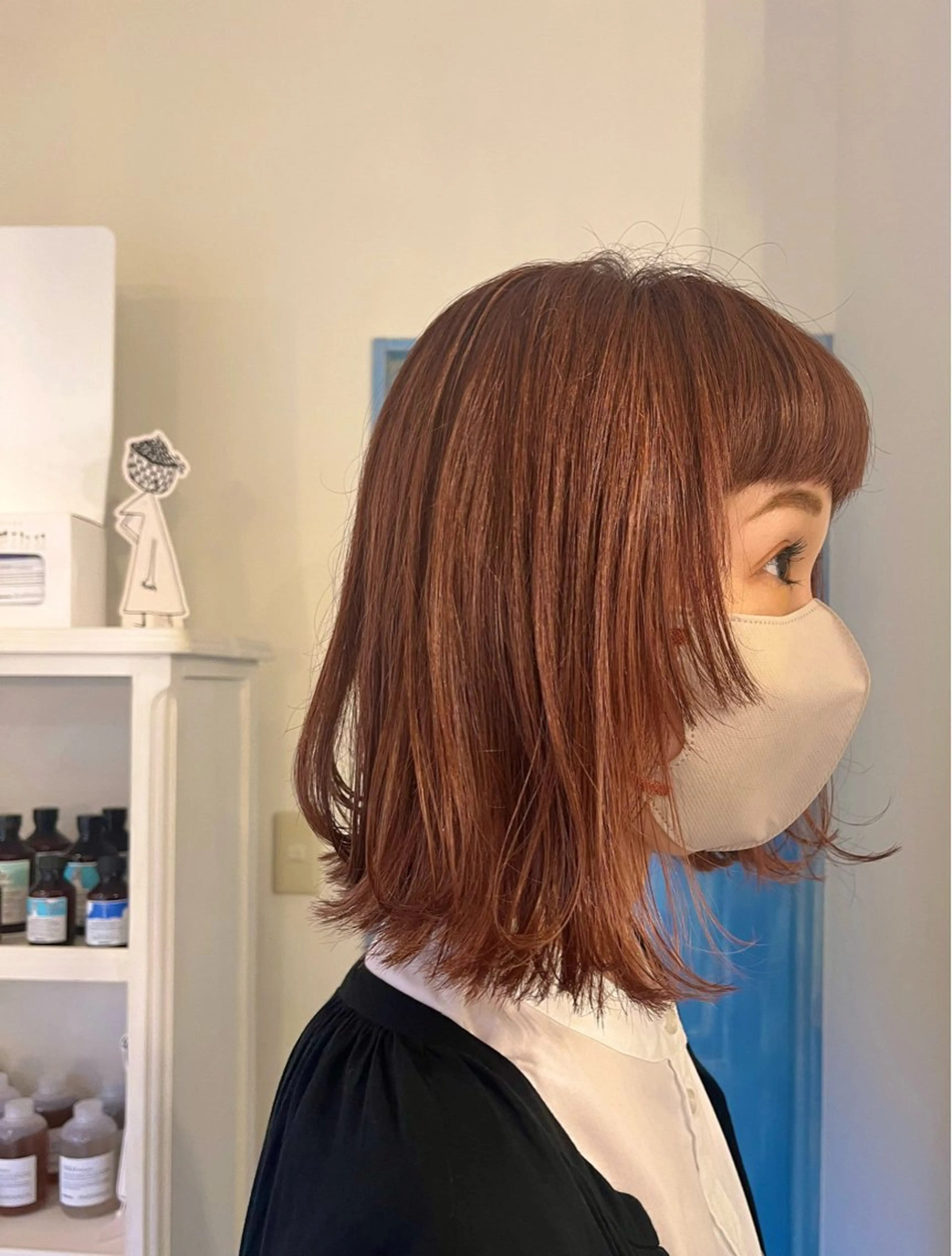 ミディアム カラー ボブ 顔周りカット カット ヘアカラー トリートメント よこもり あいのヘアスタイル