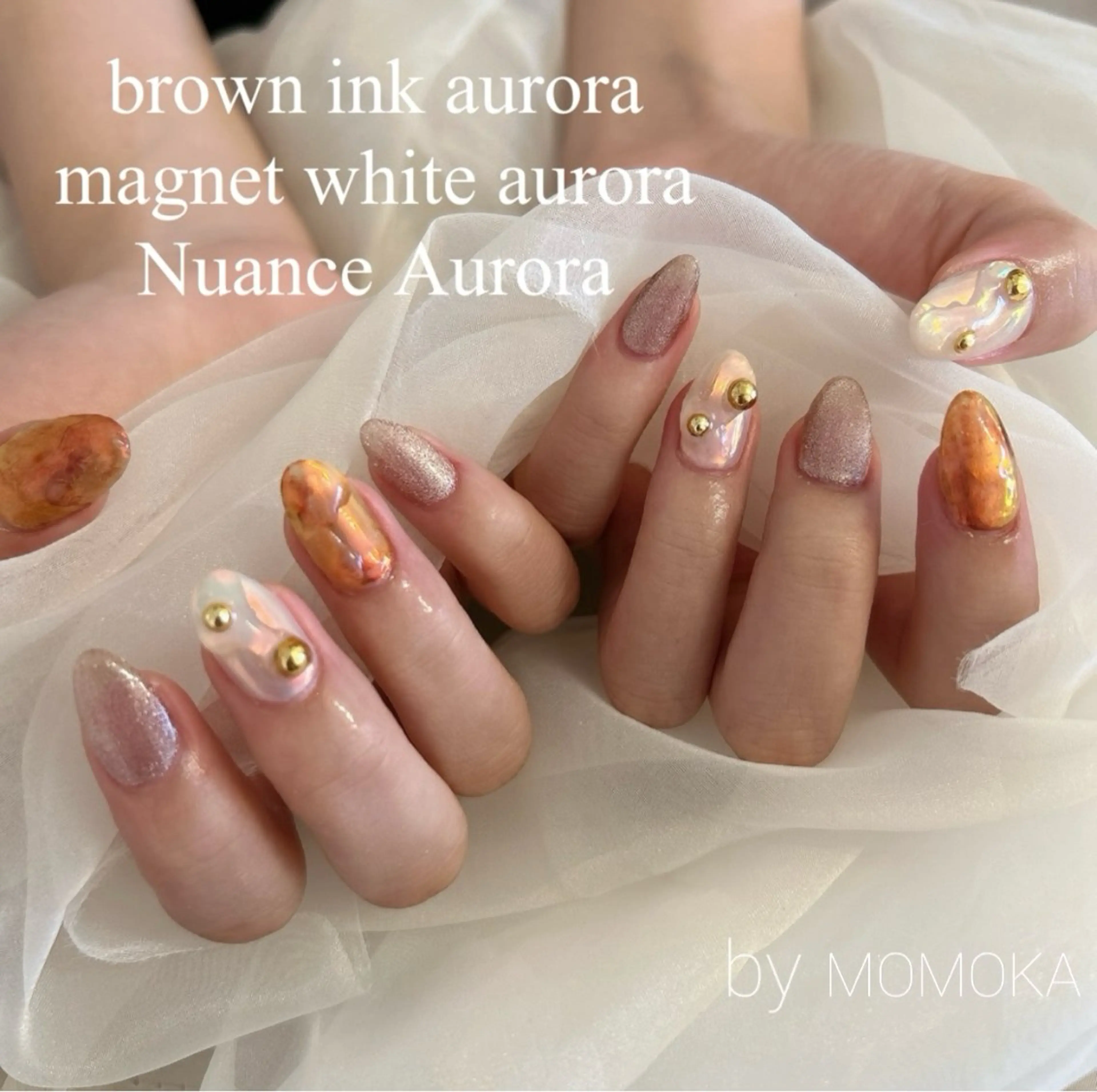 ネイル ニュアンスネイル オレンジ ハンドネイル momoka_nails所属・Momo Nailsのネイルデザイン