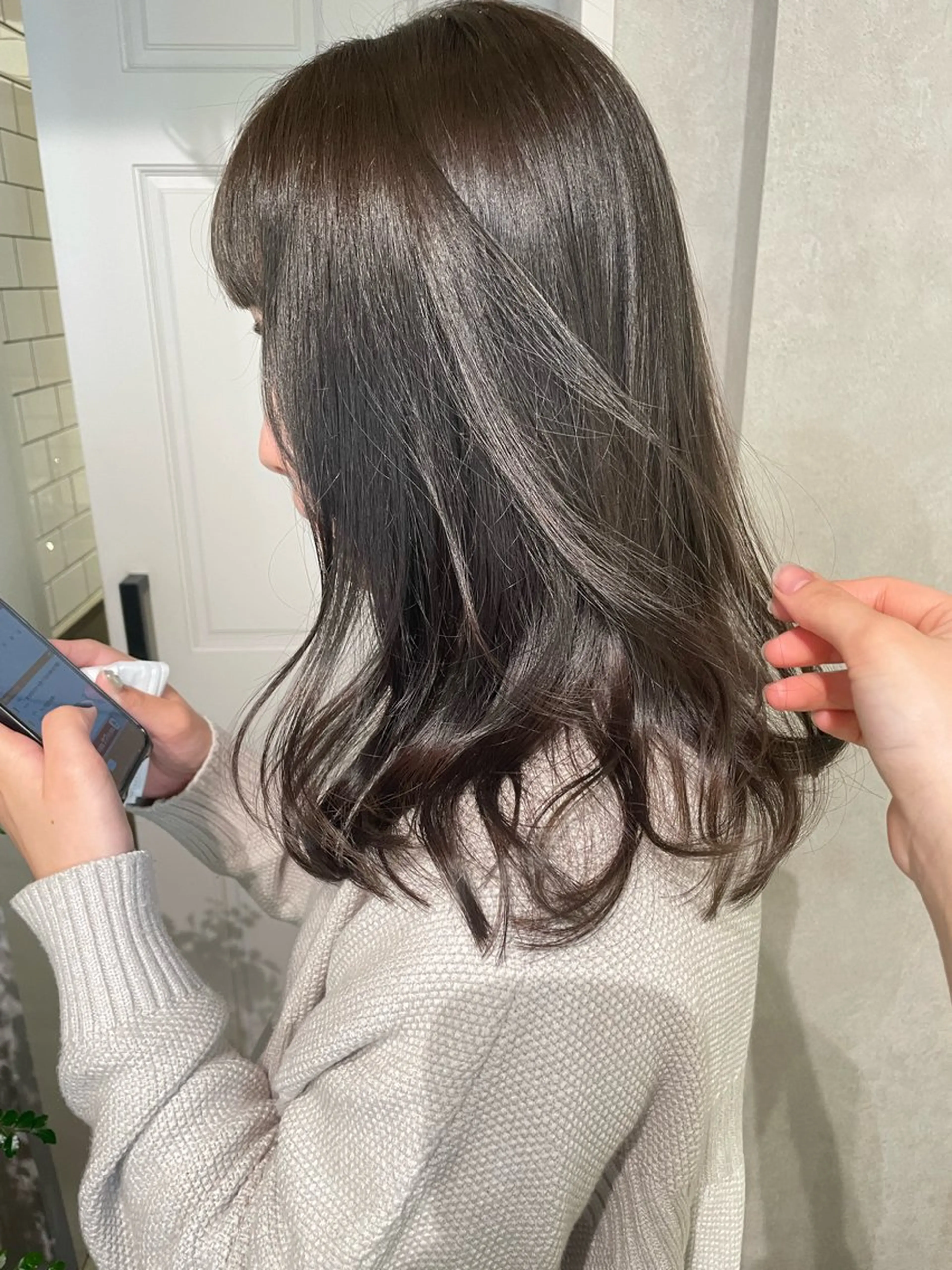 セミロング カラー オリーブカラー ヘアカラー トリートメント ナチュラル透明感🌱 小山美樹子のヘアスタイル