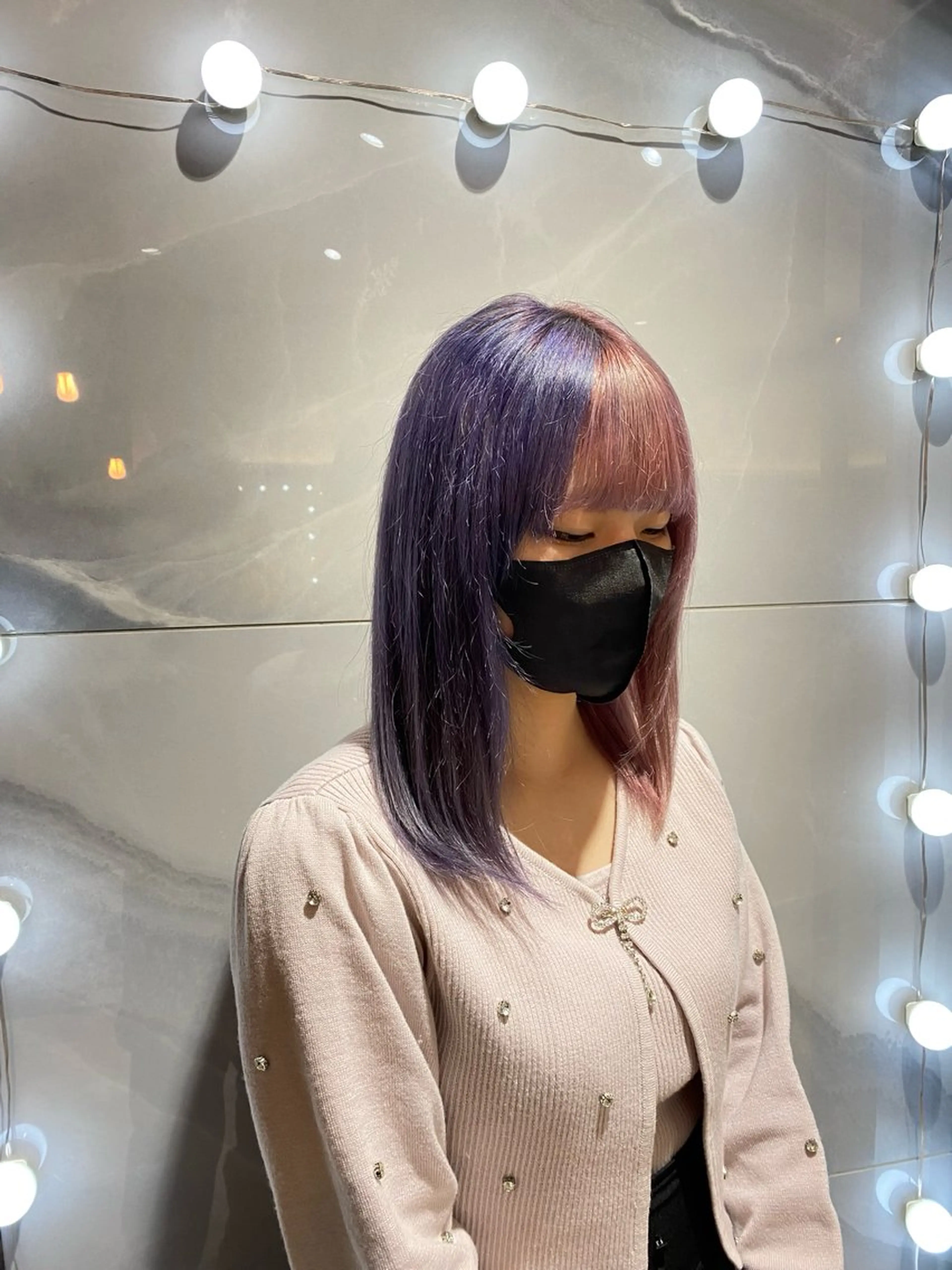 セミロング カラー ブリーチ ケアブリーチ ラベンダーカラー ピンクカラー トリートメント Riganuts池袋 Hayato✂︎のヘアスタイル
