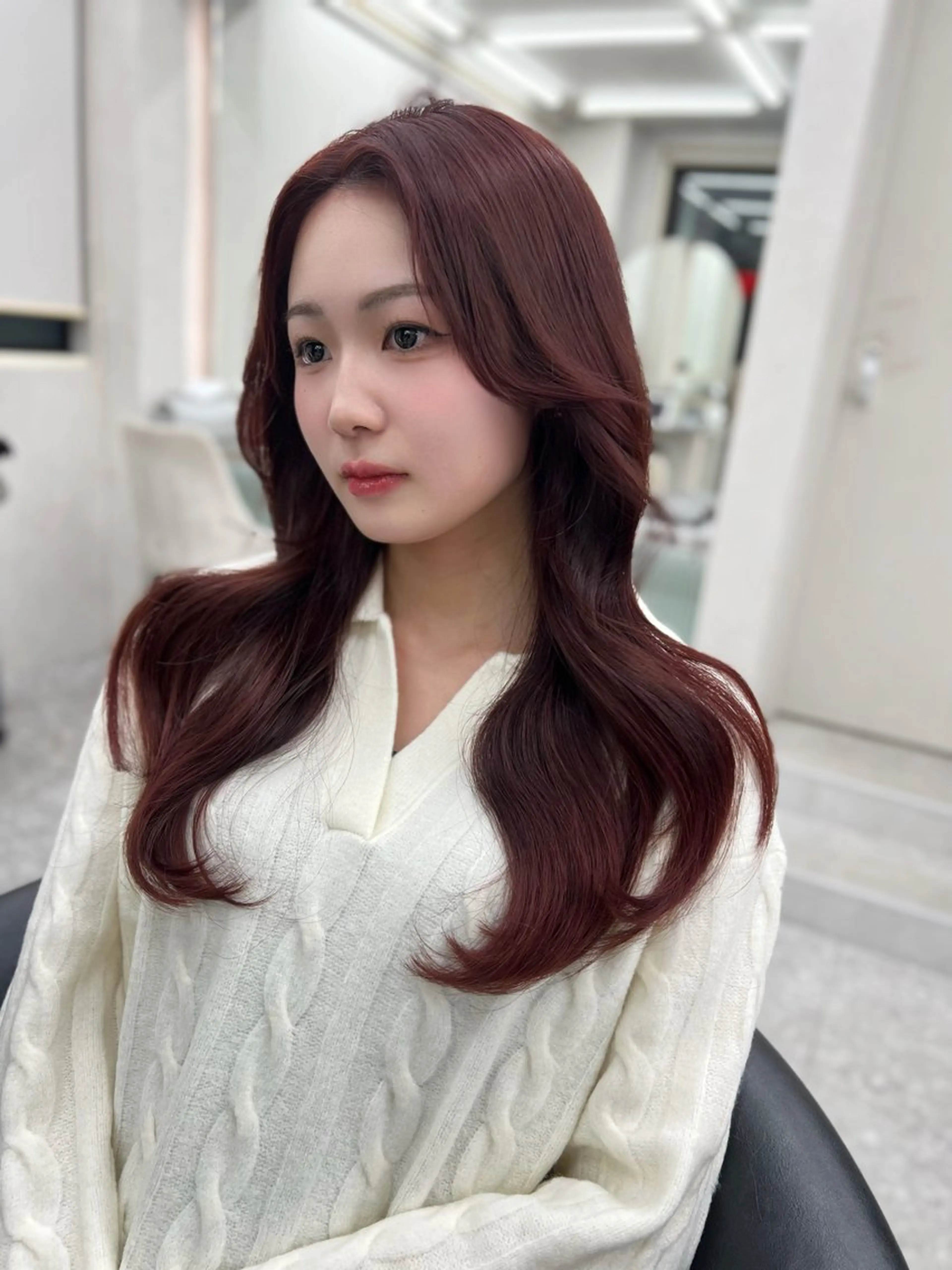 セミロング ヘアカラー トリートメント 地毛風縮毛矯正 ☘️松井　傑のヘアスタイル