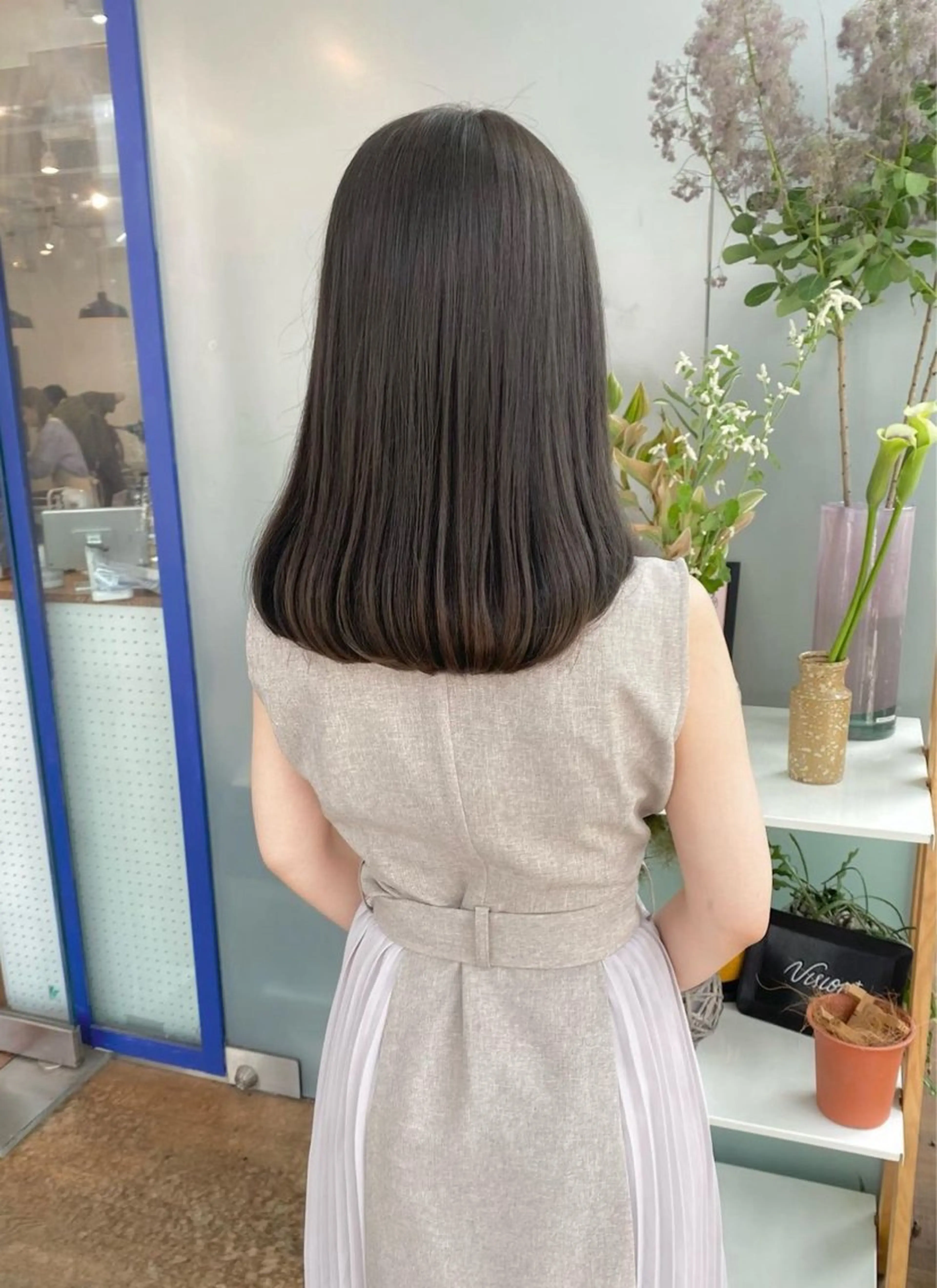 セミロング パーマ 縮毛矯正 ストレートパーマ 磯　亜由香 🌷ブリーチのヘアスタイル