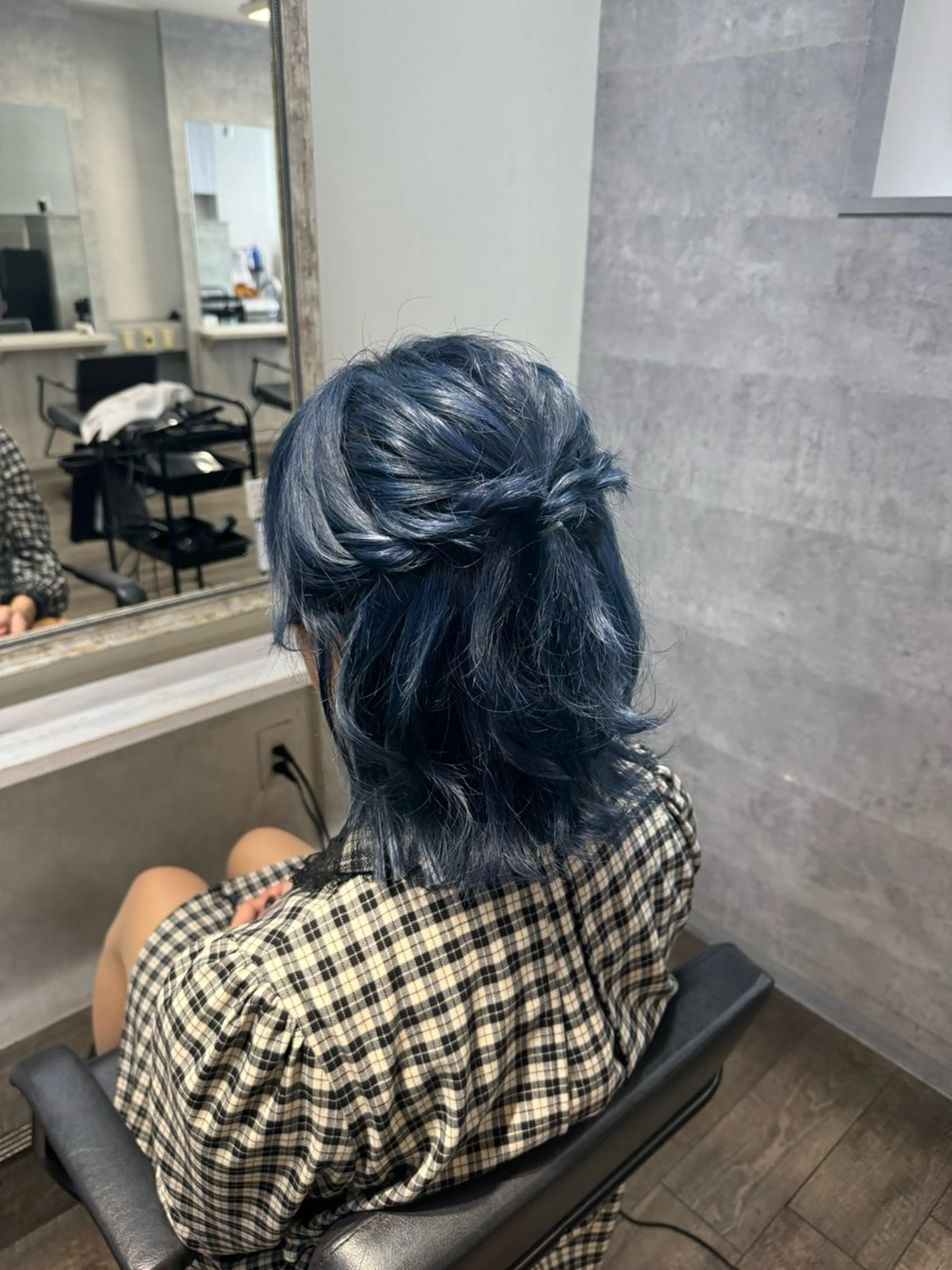 ミディアム ヘアアレンジ ハーフアップ Rena/大阪美容室 /ワンホンヘアのヘアスタイル