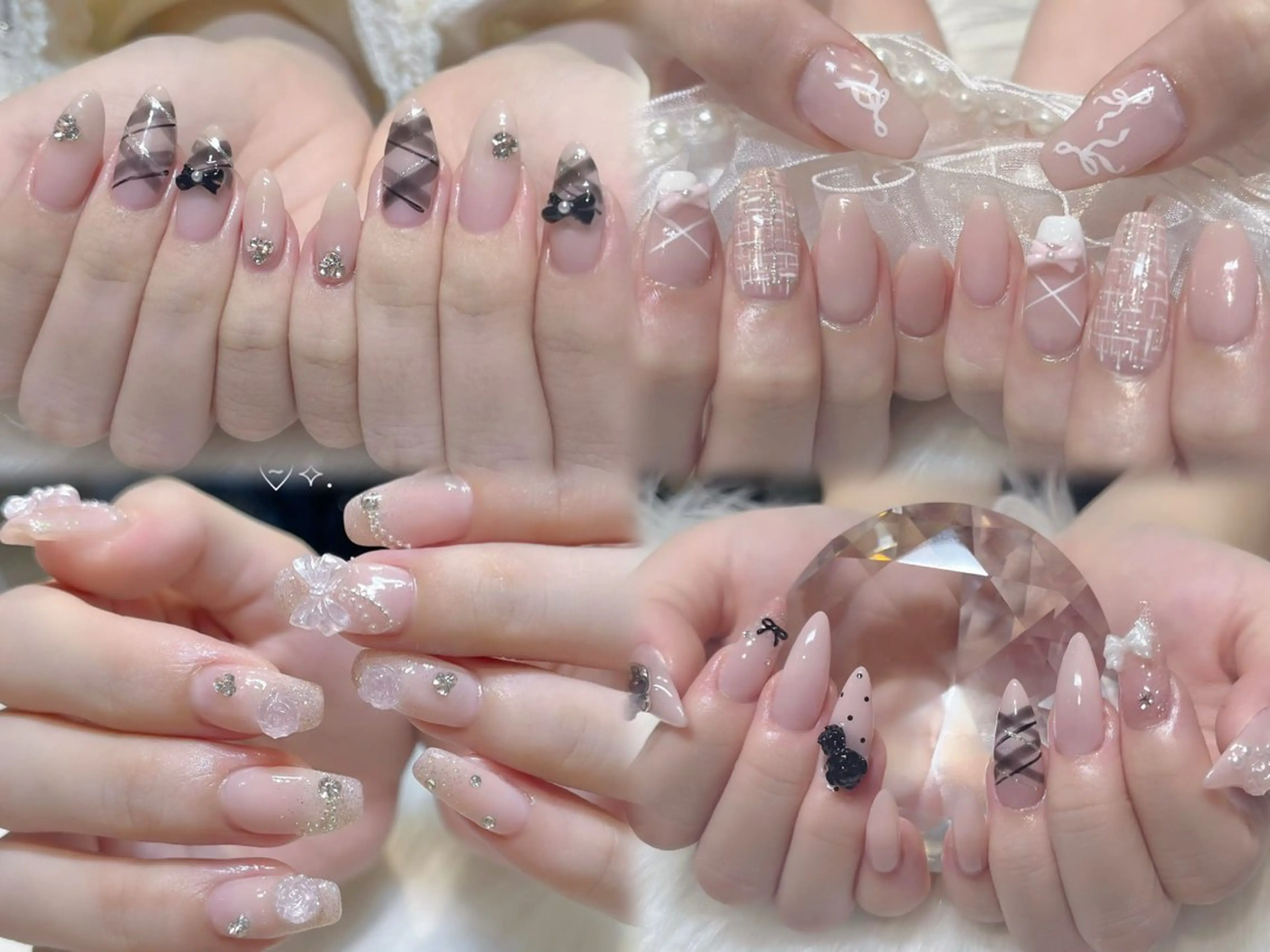 ネイル アートネイル ガーリー 韓国ネイル 持ち込み ワンホンネイル ハンドネイル KOKONA 🎀のネイルデザイン