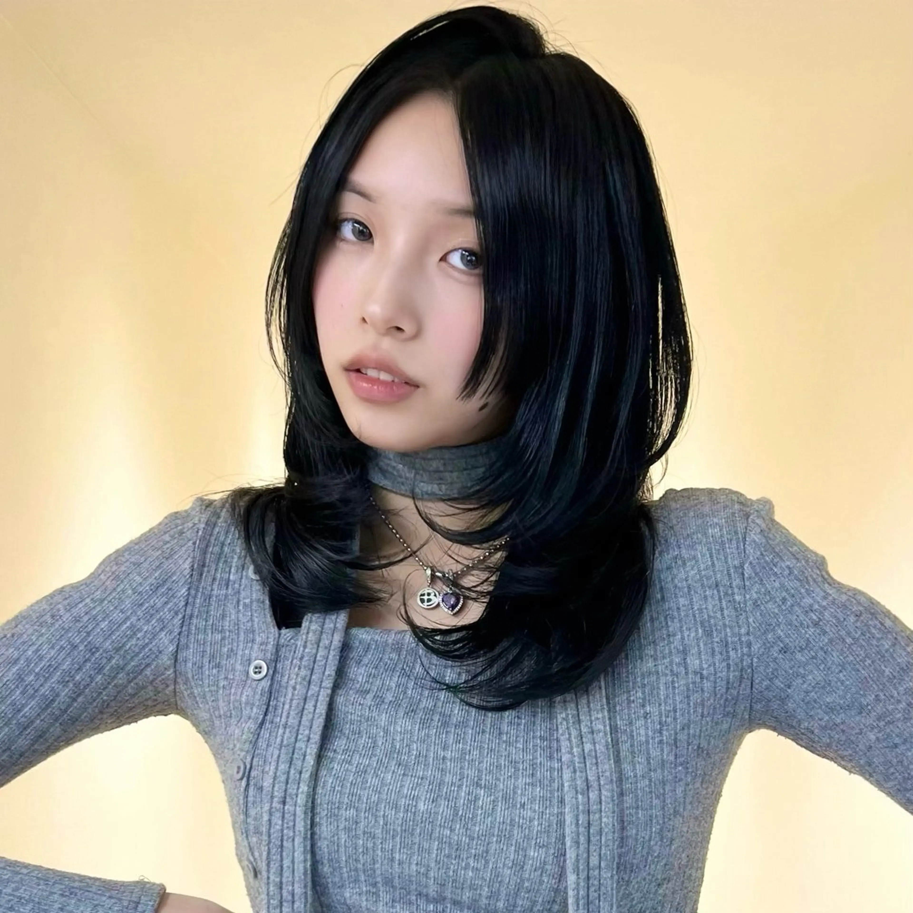 ミディアム 姫カット レイヤーカット カット AI TOKYO　S所属・mizuki 【韓国レイヤー】のヘアスタイル