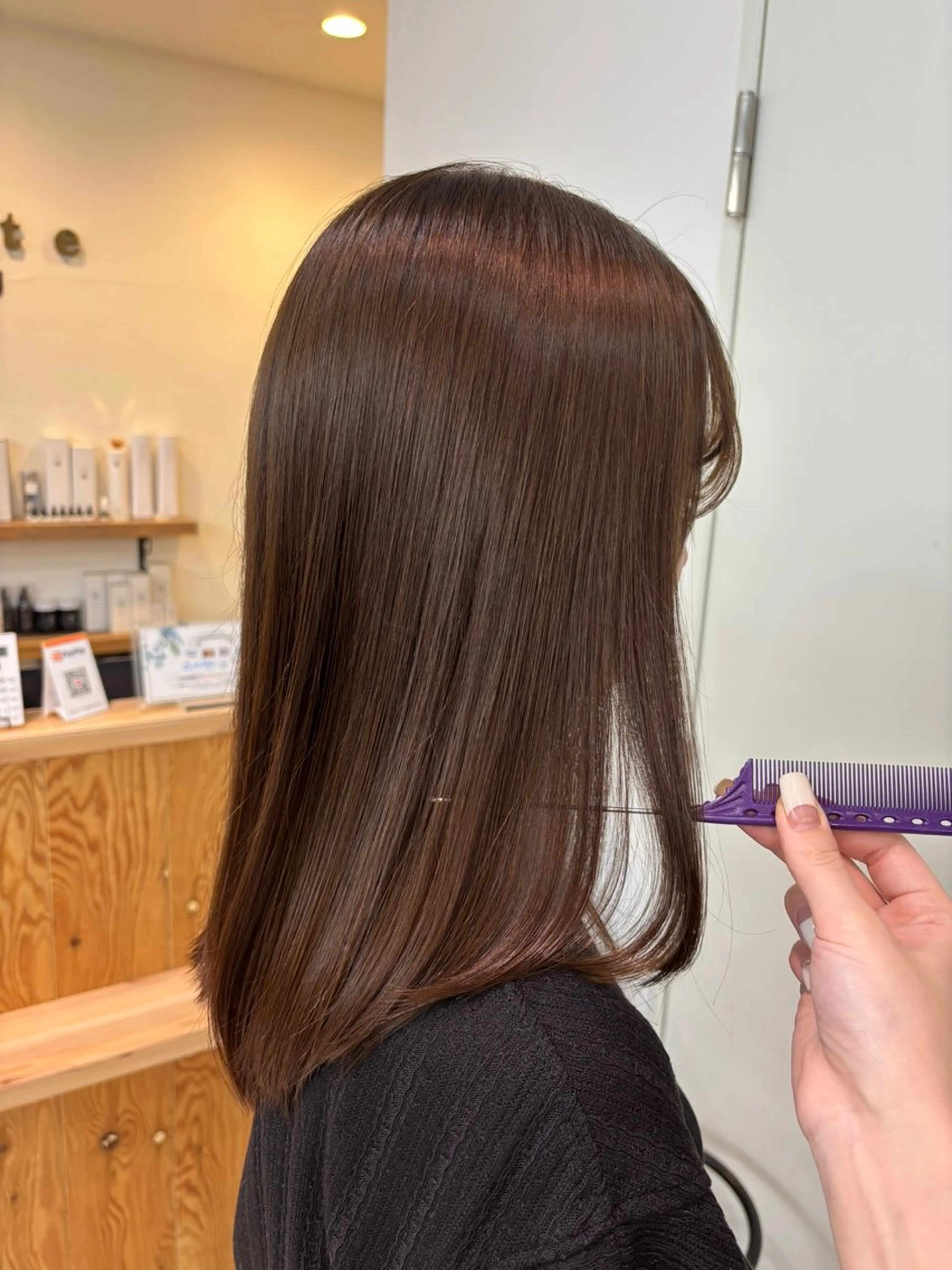 ミディアム カラー 透明感カラー カット ヘアカラー トリートメント 室谷 ゆりあのヘアスタイル