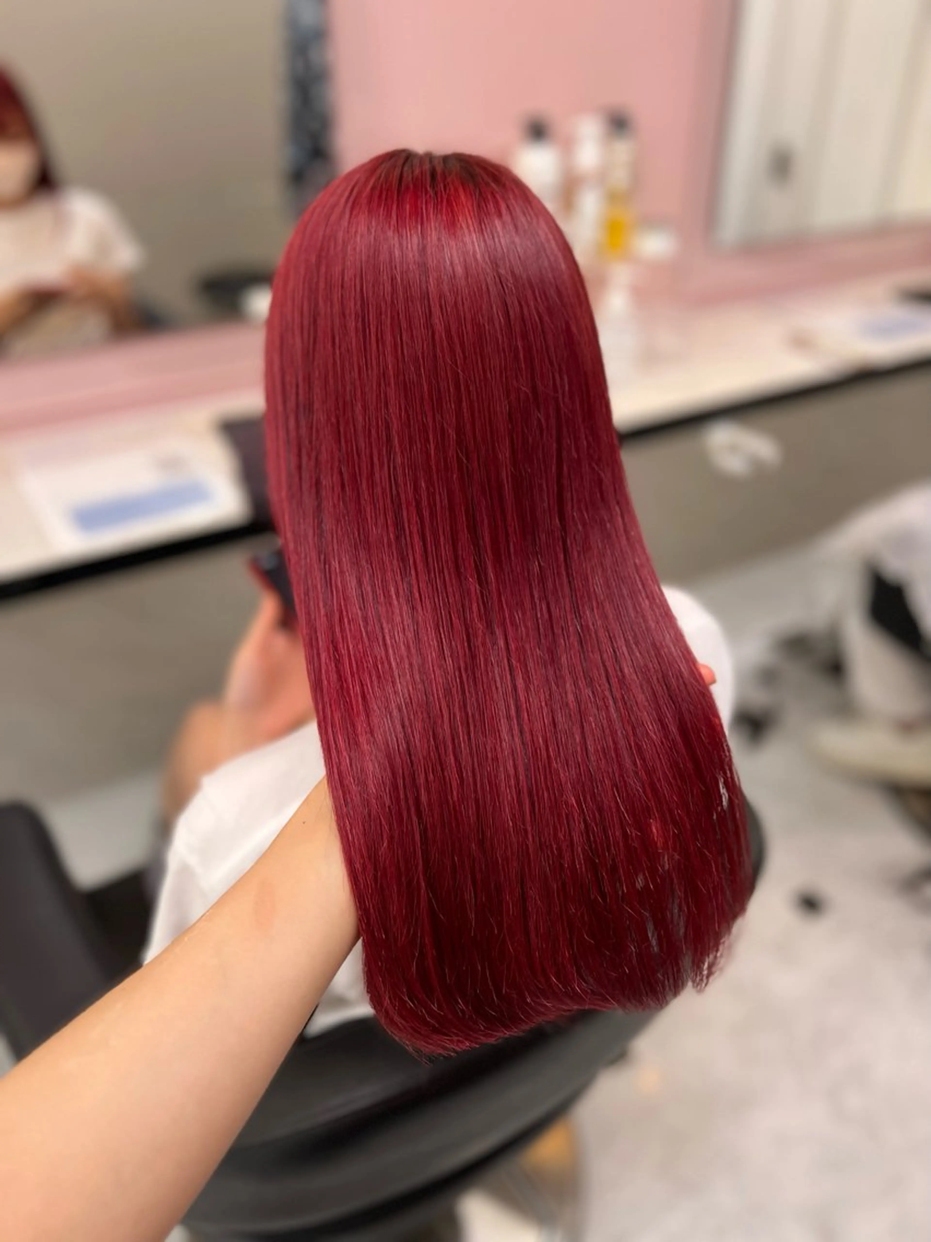 セミロング カラー ヘアアレンジ レッドカラー ヘアカラー トリートメント ヘッドスパ ヘアセット 💕上野美容師☁ ブリーチ💖サワのヘアスタイル